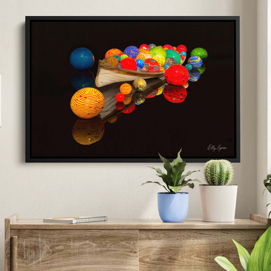 Modern Fine Art Print – Celestial Reflections Abstract Boat and Colorful Wall Art