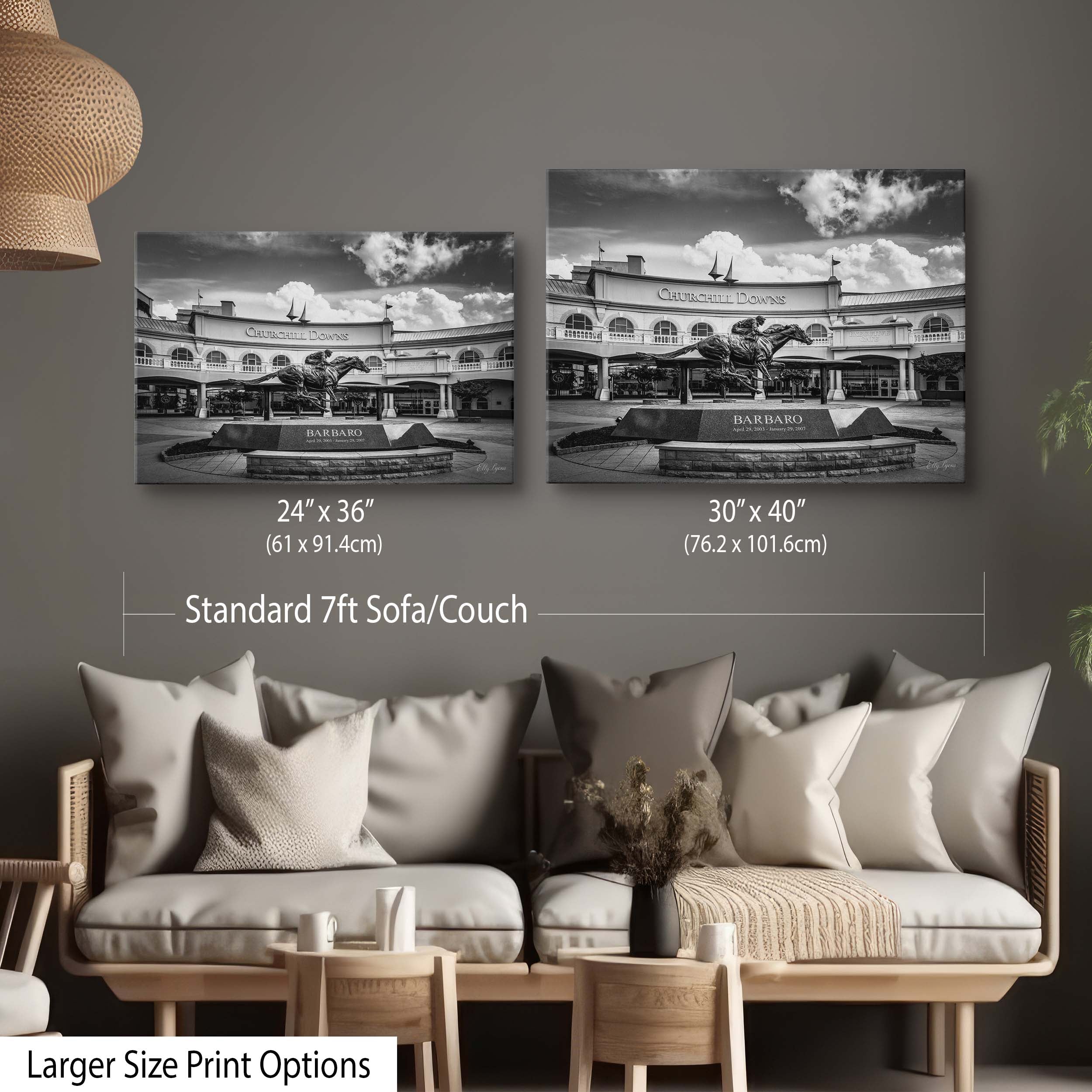 "Legends Run Here" – Churchill Downs Black & White Fine Art Print