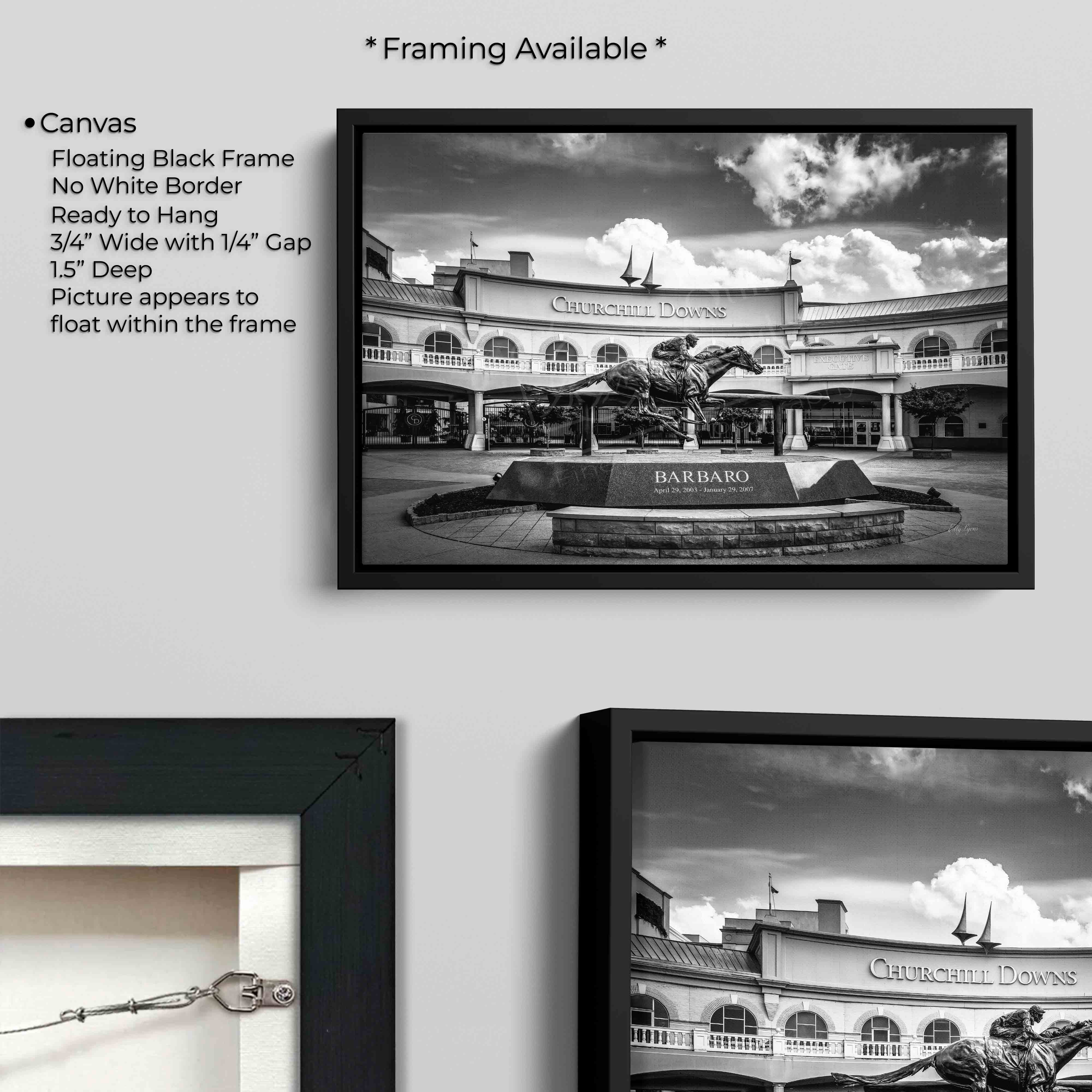 Churchill Downs Black & White Print - "Legends Run Here"