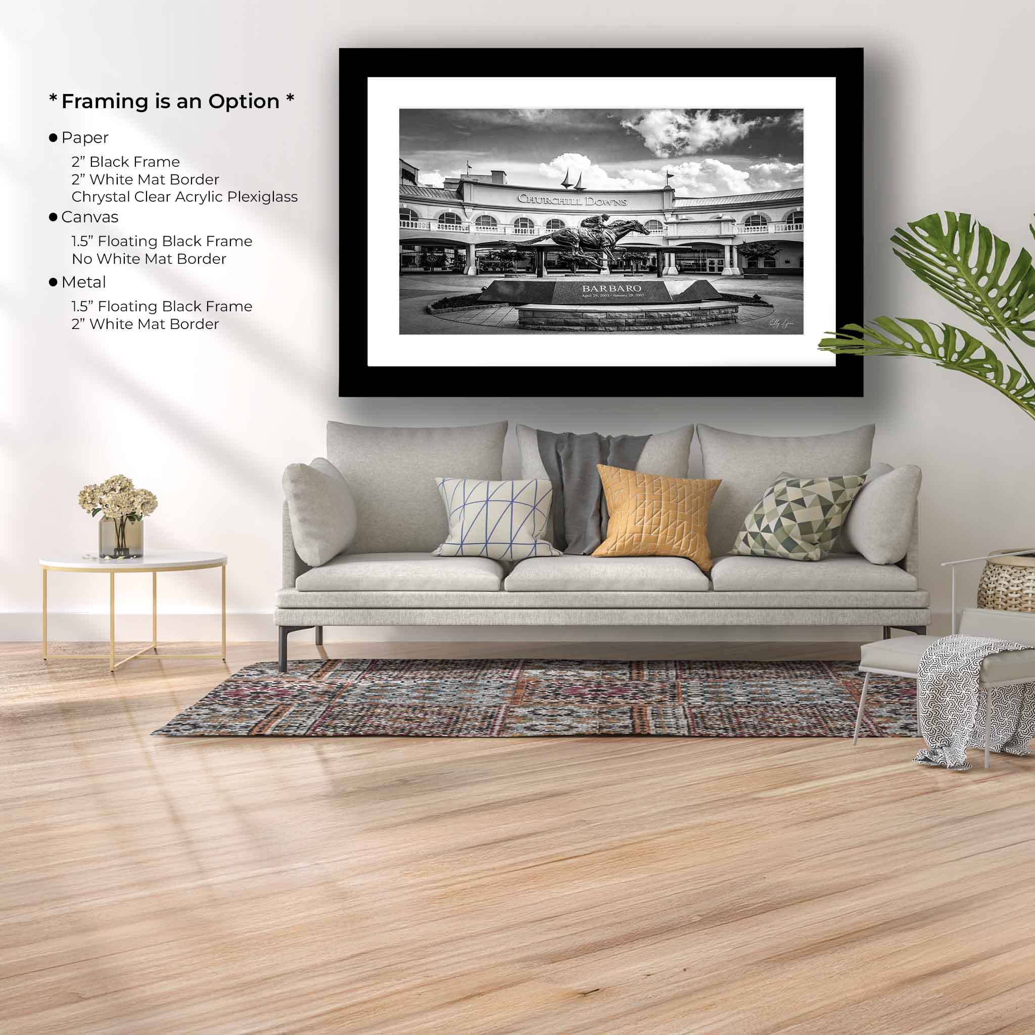 "Legends Run Here" – Churchill Downs Black & White Fine Art Print