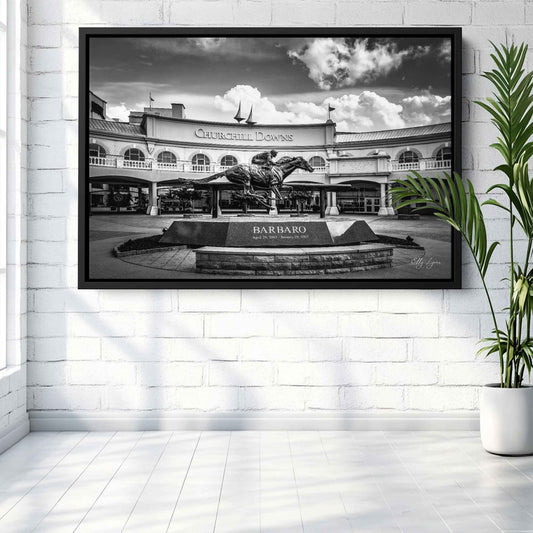 "Legends Run Here" – Churchill Downs Black & White Fine Art Print