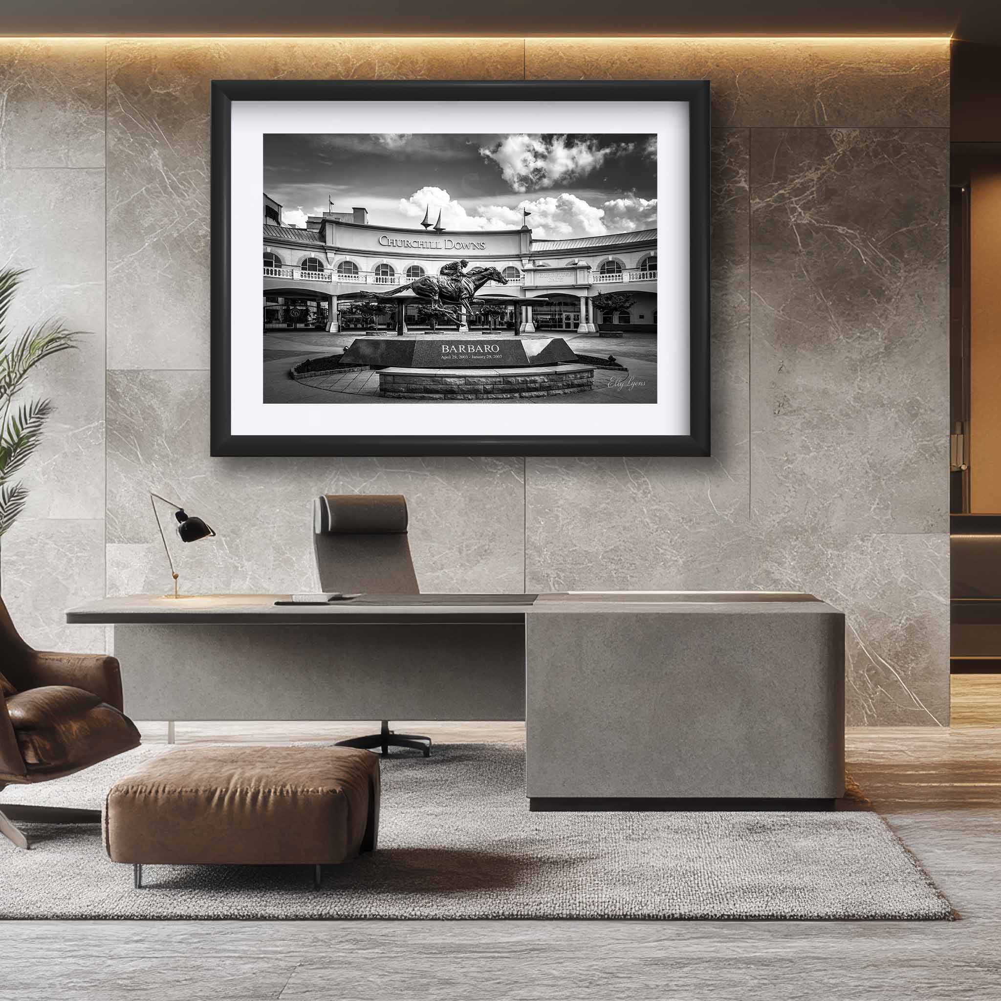 Churchill Downs Black & White Print - "Legends Run Here"