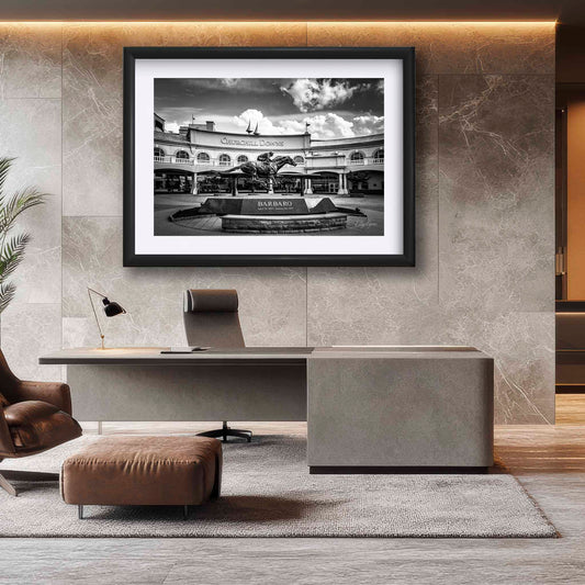 Churchill Downs Black & White Print - "Legends Run Here"