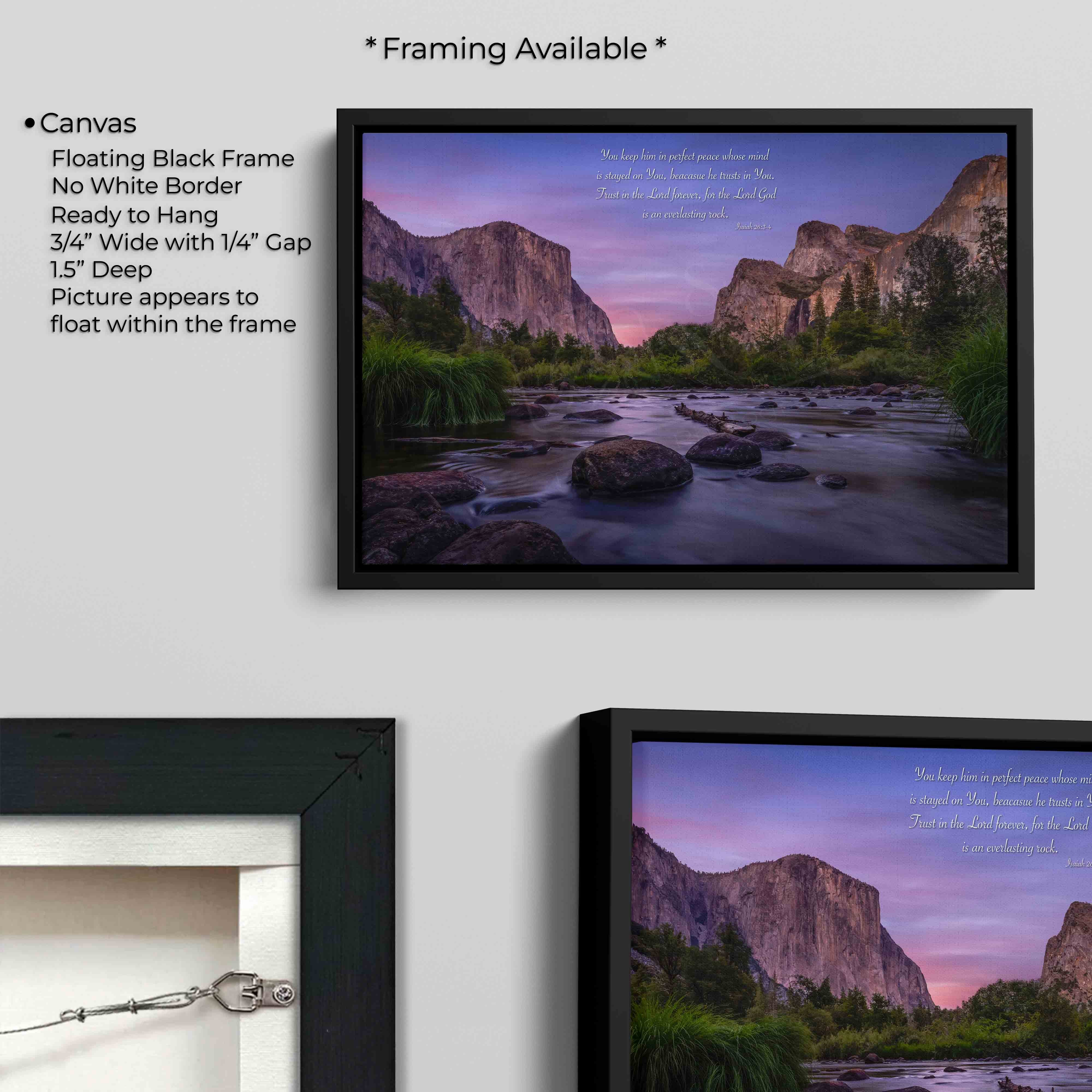 Yosemite National Park Sunset Print – El Capitan Wall Decor Featuring Isaiah 26:3-4 Scripture