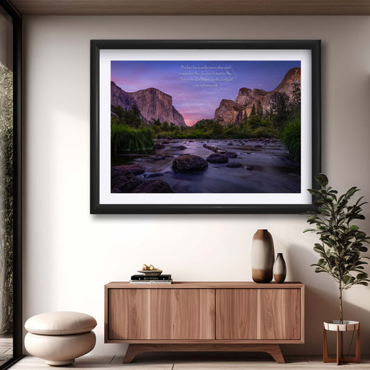 Yosemite National Park Sunset Print – El Capitan Wall Decor Featuring Isaiah 26:3-4 Scripture