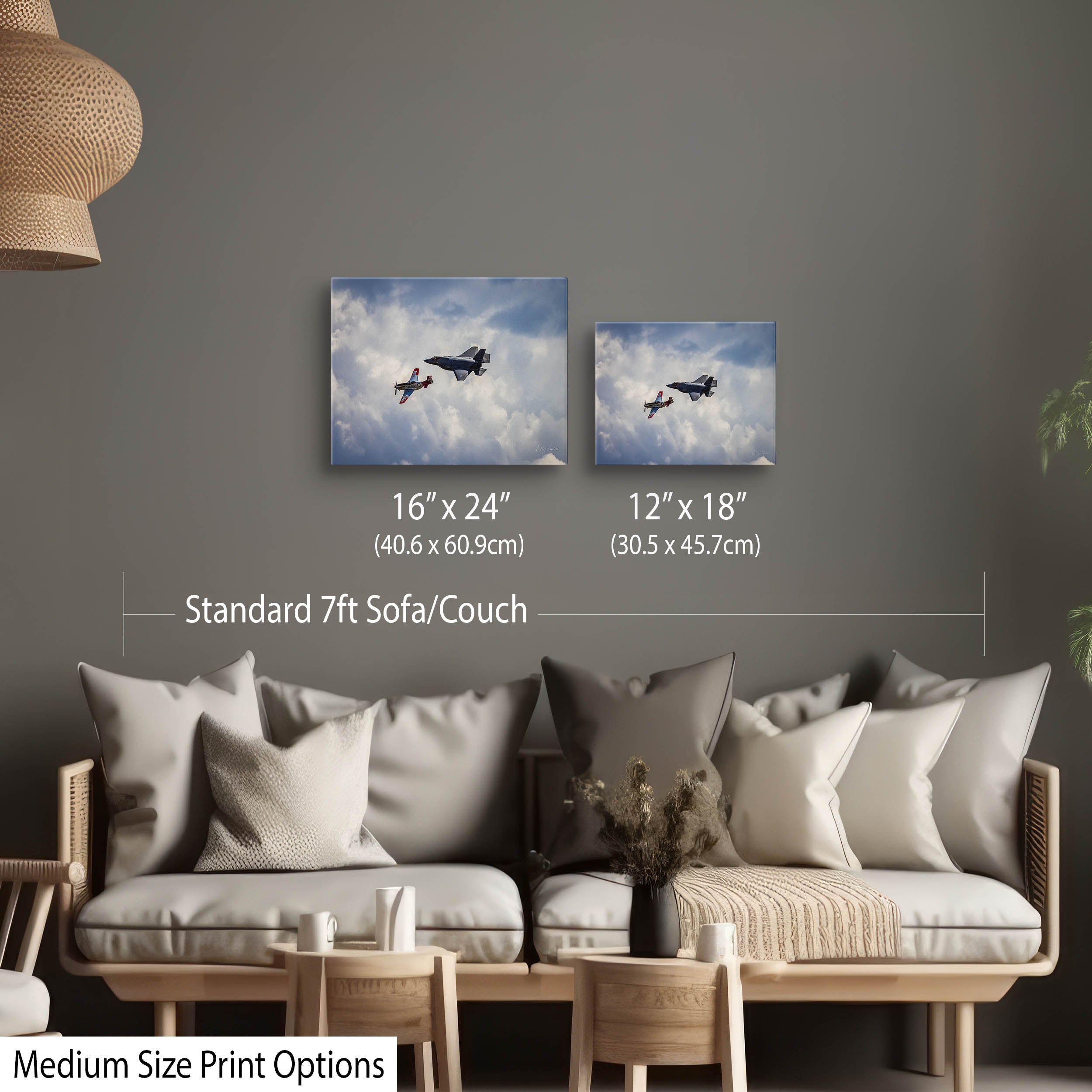 F-35 Lightning II & P-51 Mustang Heritage Flight Fine Art Print – Aviation Legacy Wall Art