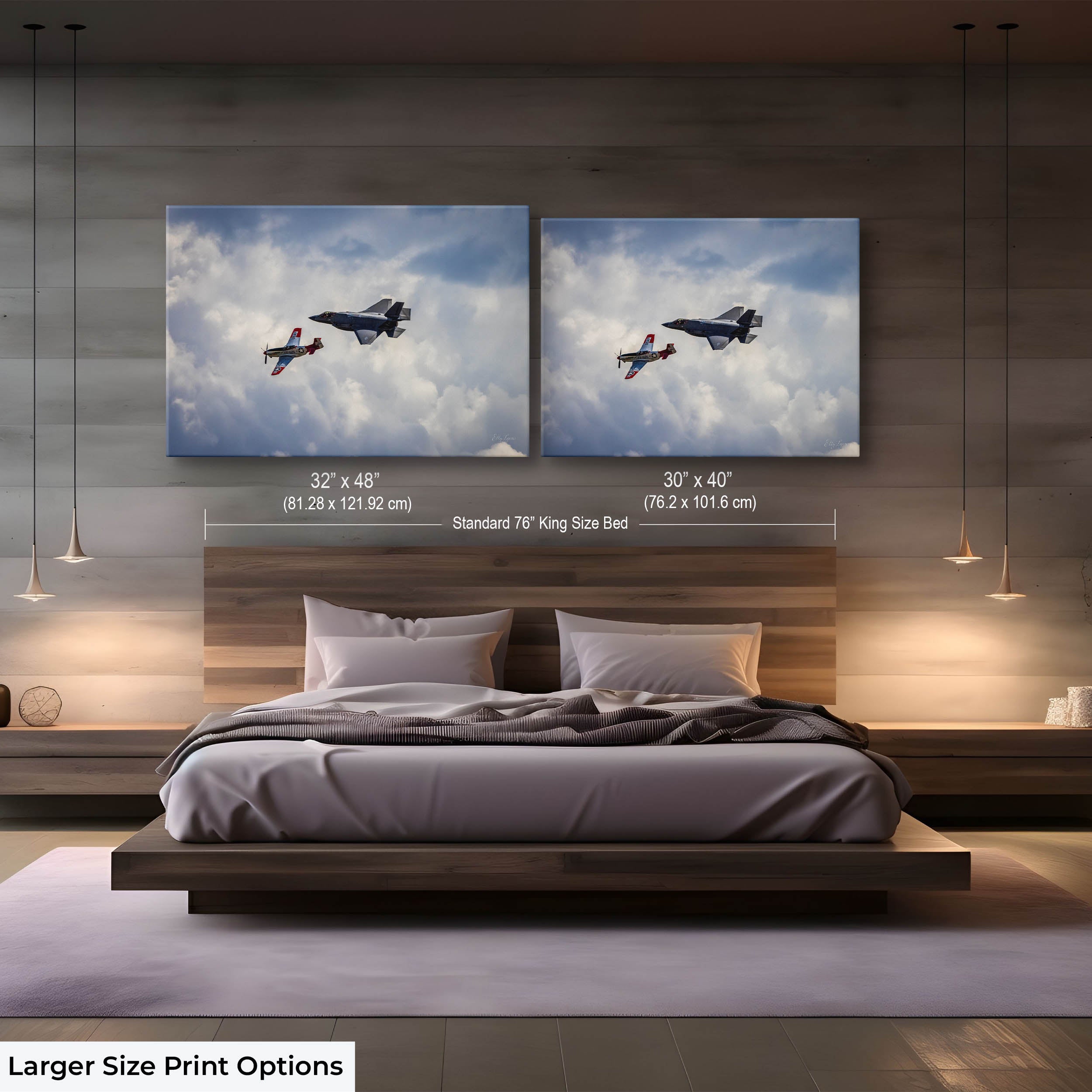 F-35 Lightning II & P-51 Mustang Heritage Flight Fine Art Print – Aviation Legacy Wall Art