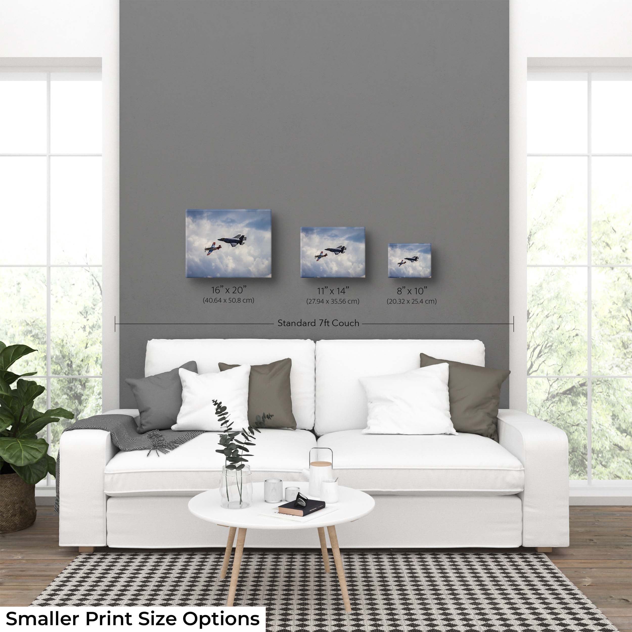 F-35 Lightning II & P-51 Mustang Heritage Flight Fine Art Print – Aviation Legacy Wall Art