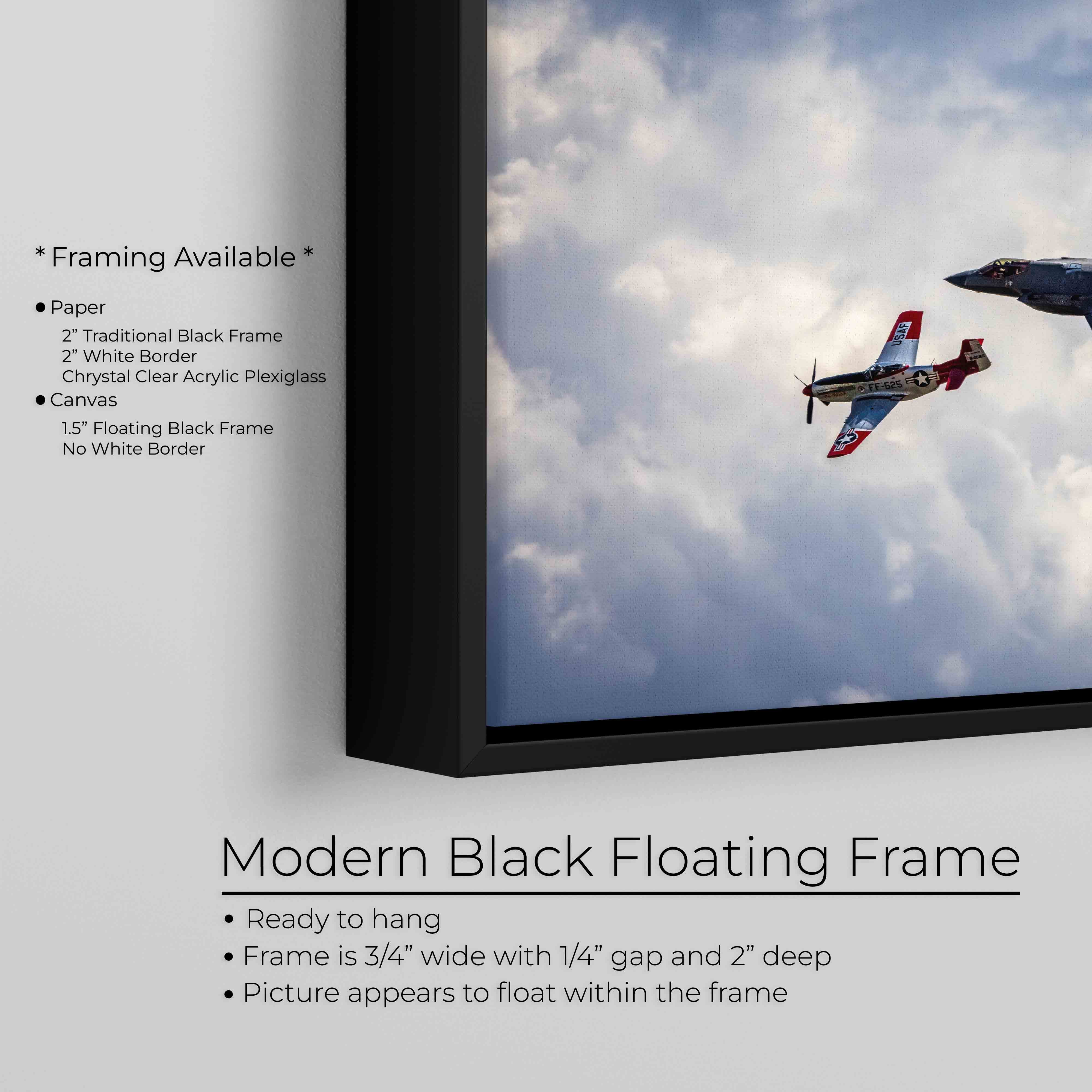 F-35 Lightning II & P-51 Mustang Heritage Flight Fine Art Print – Aviation Legacy Wall Art