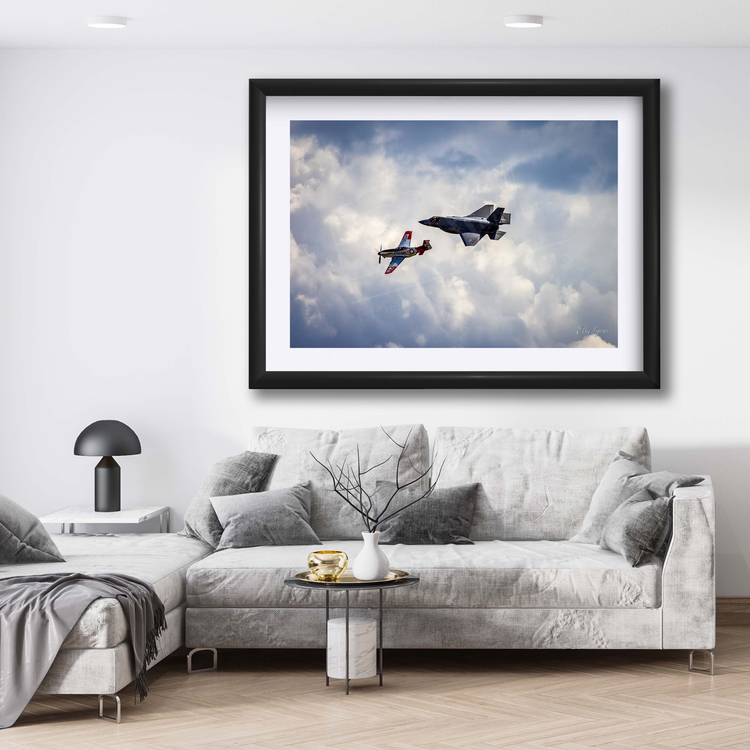 F-35 Lightning II & P-51 Mustang Heritage Flight Print