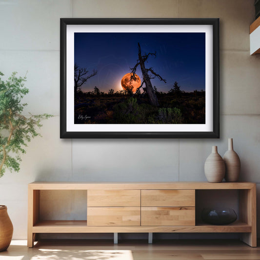 Strawberry Moon Print, Craters of the Moon National Monument - "The Light Behind the Ruins"