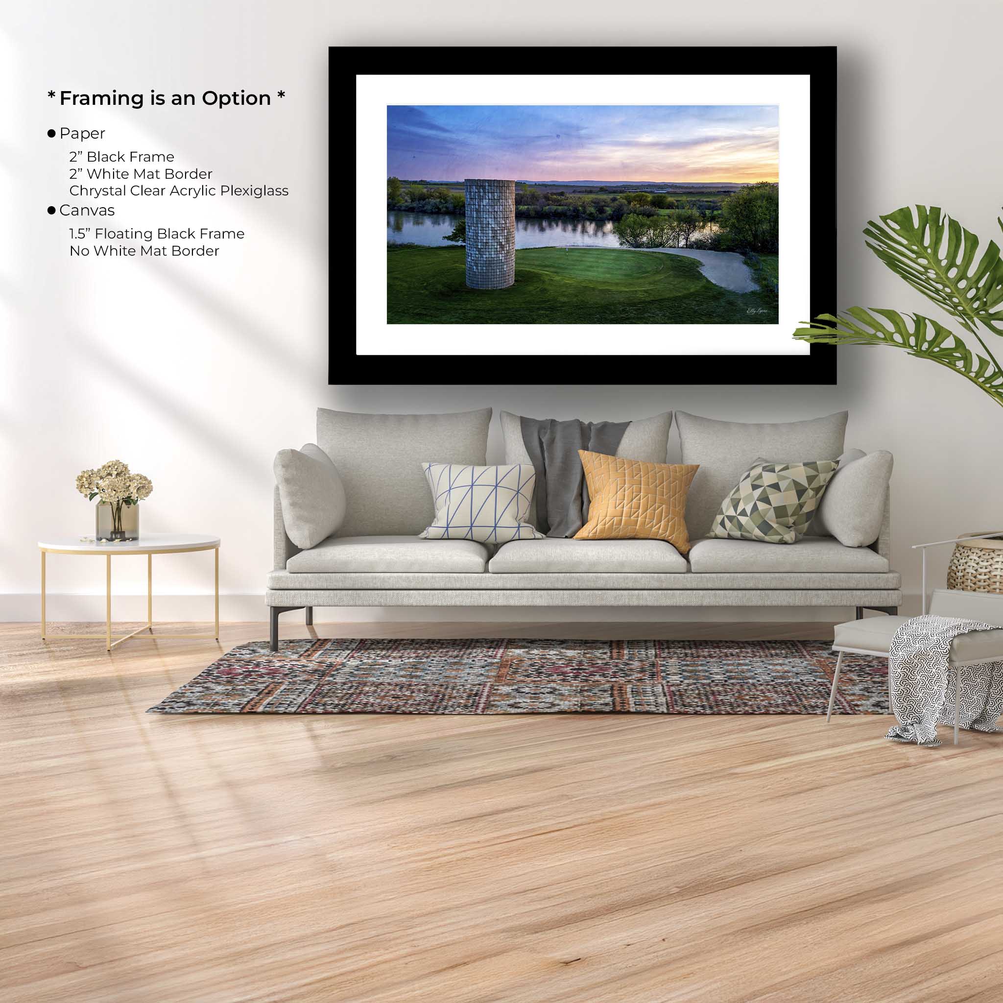 Golf Course Art Print – Silo Green Sunset Landscape | Idaho Golf Wall Decor