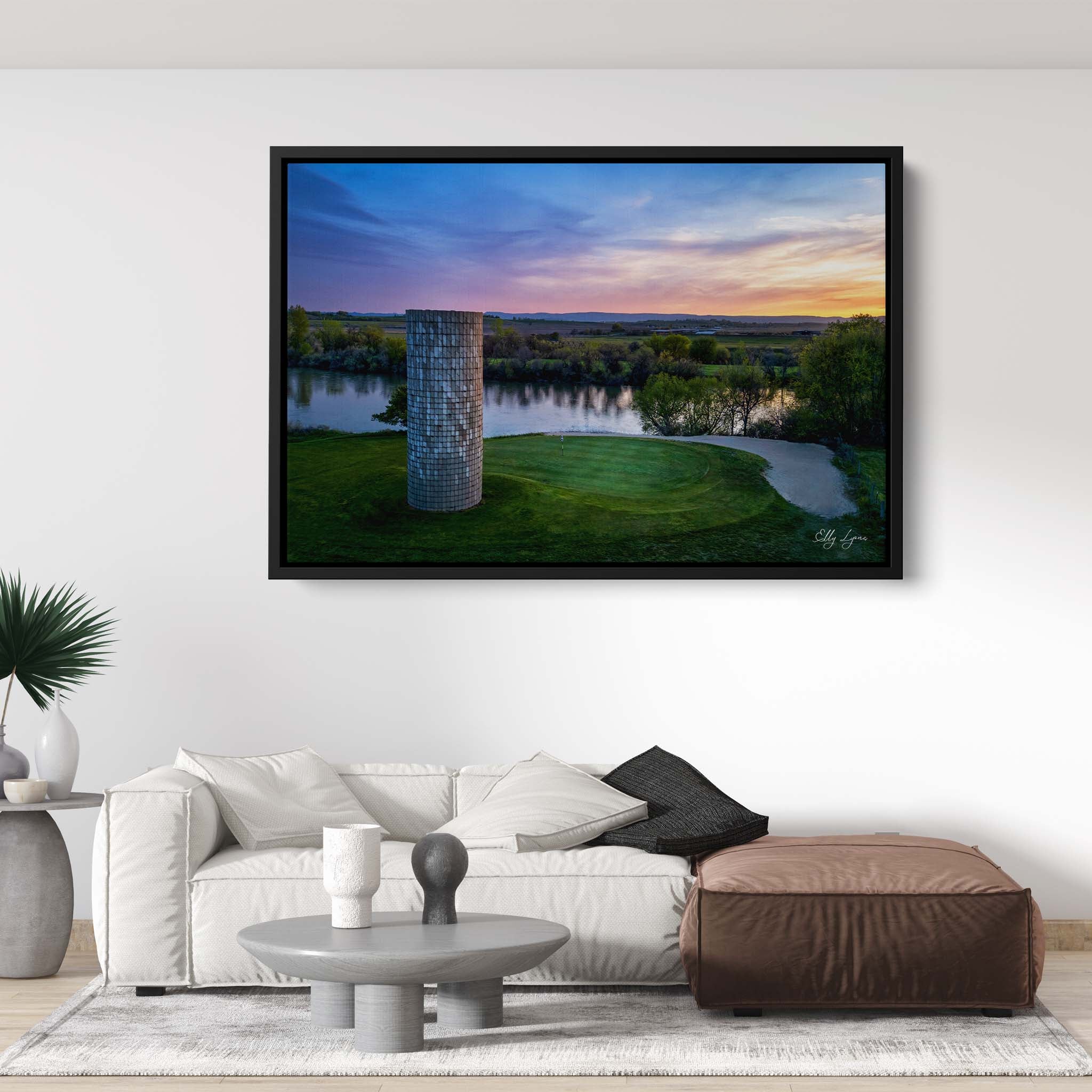 Golf Course Art Print – Silo Green Sunset Landscape | Idaho Golf Wall Decor