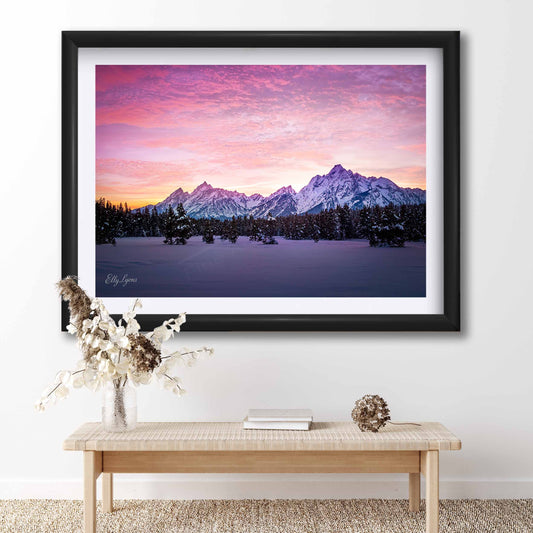Grand Teton National Park Snowy Sunset Print - “Winter’s Hallelujah”
