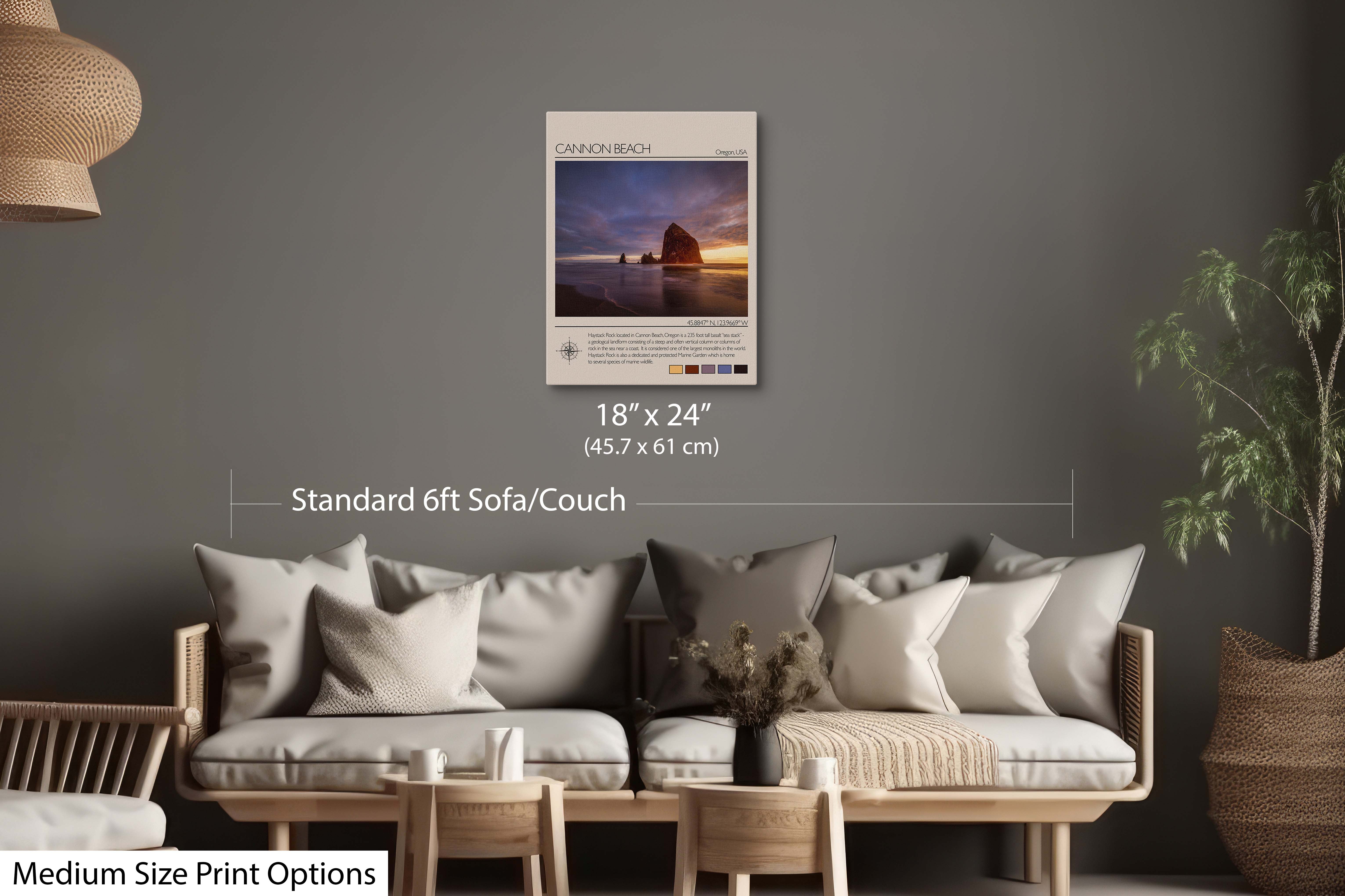 Cannon Beach Oregon Poster - Haystack Rock Pacific Coast Travel Art