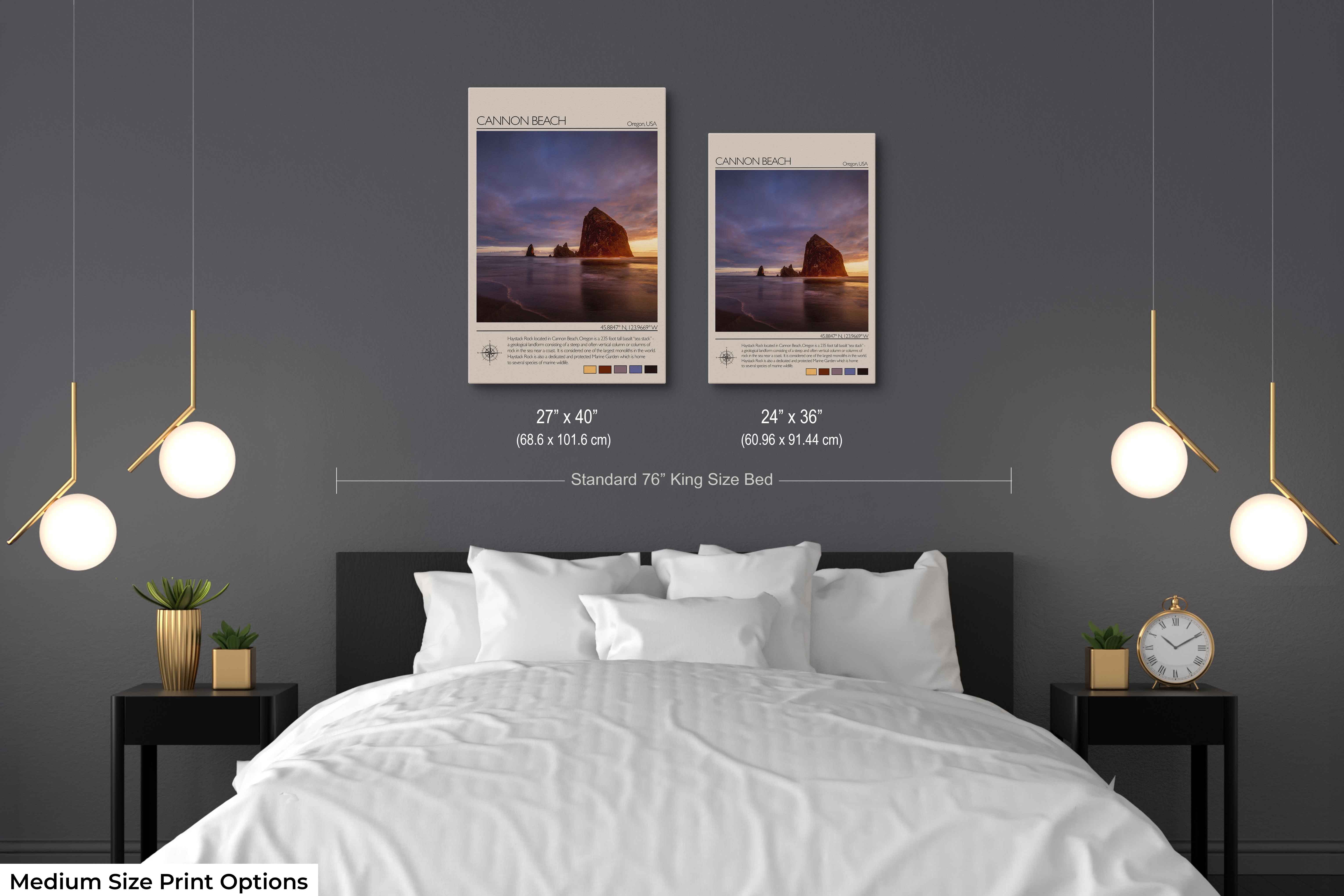 Cannon Beach Oregon Poster - Haystack Rock Pacific Coast Travel Art