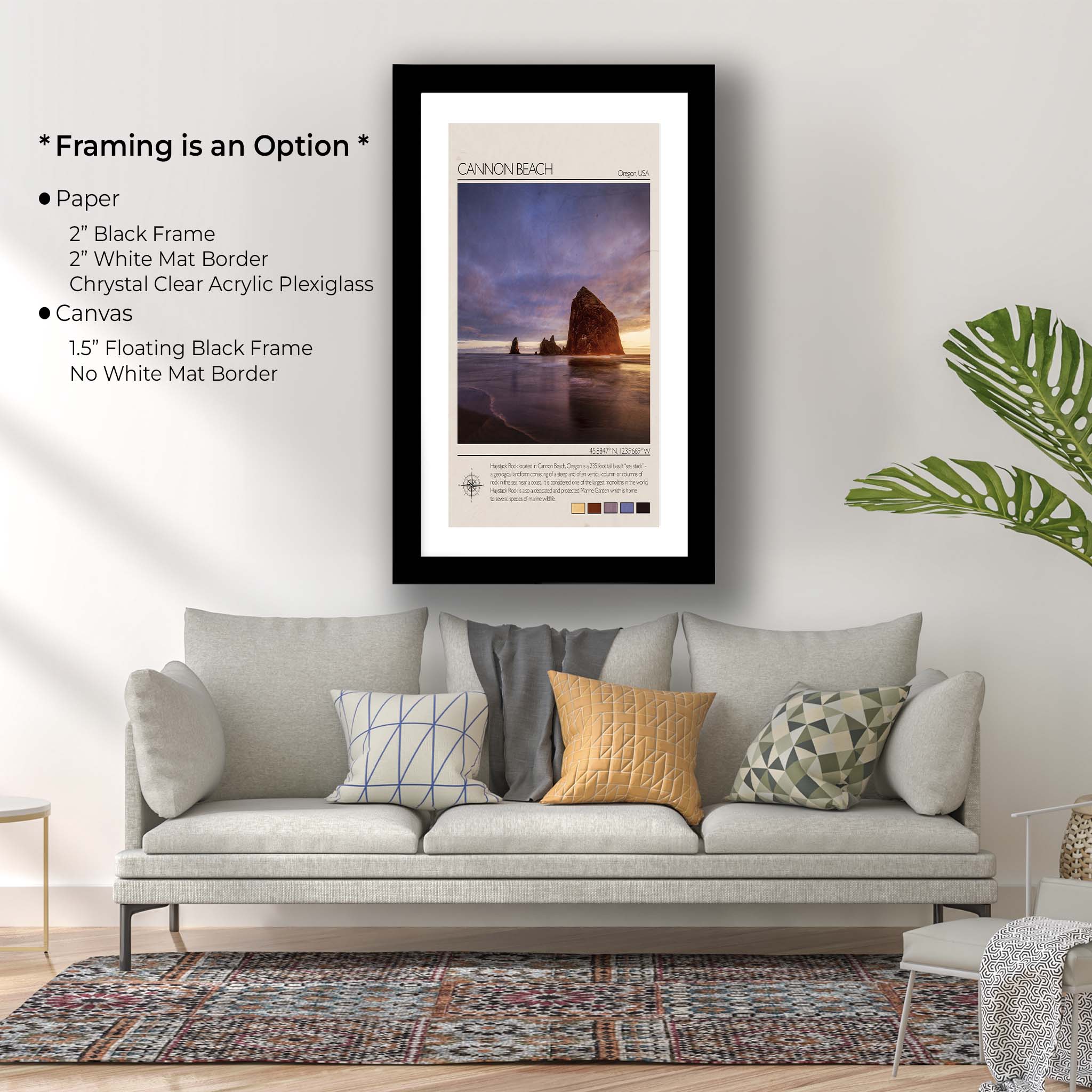 Cannon Beach Oregon Poster - Haystack Rock Pacific Coast Travel Art