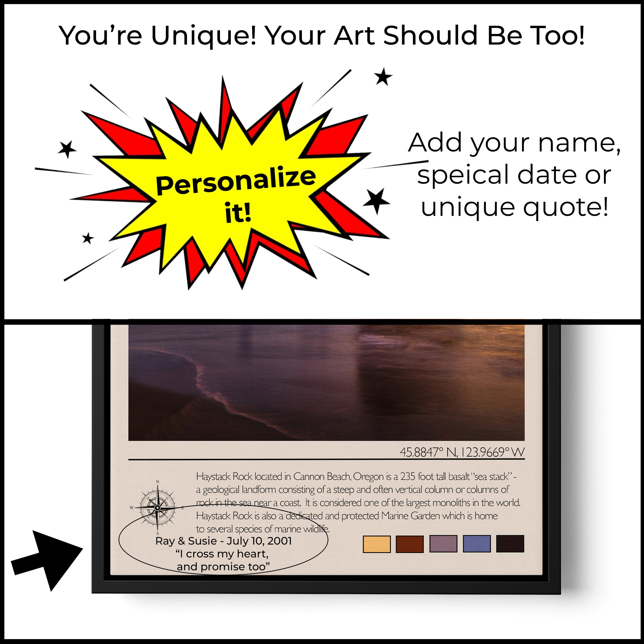 Cannon Beach Oregon Poster - Haystack Rock Pacific Coast Travel Art