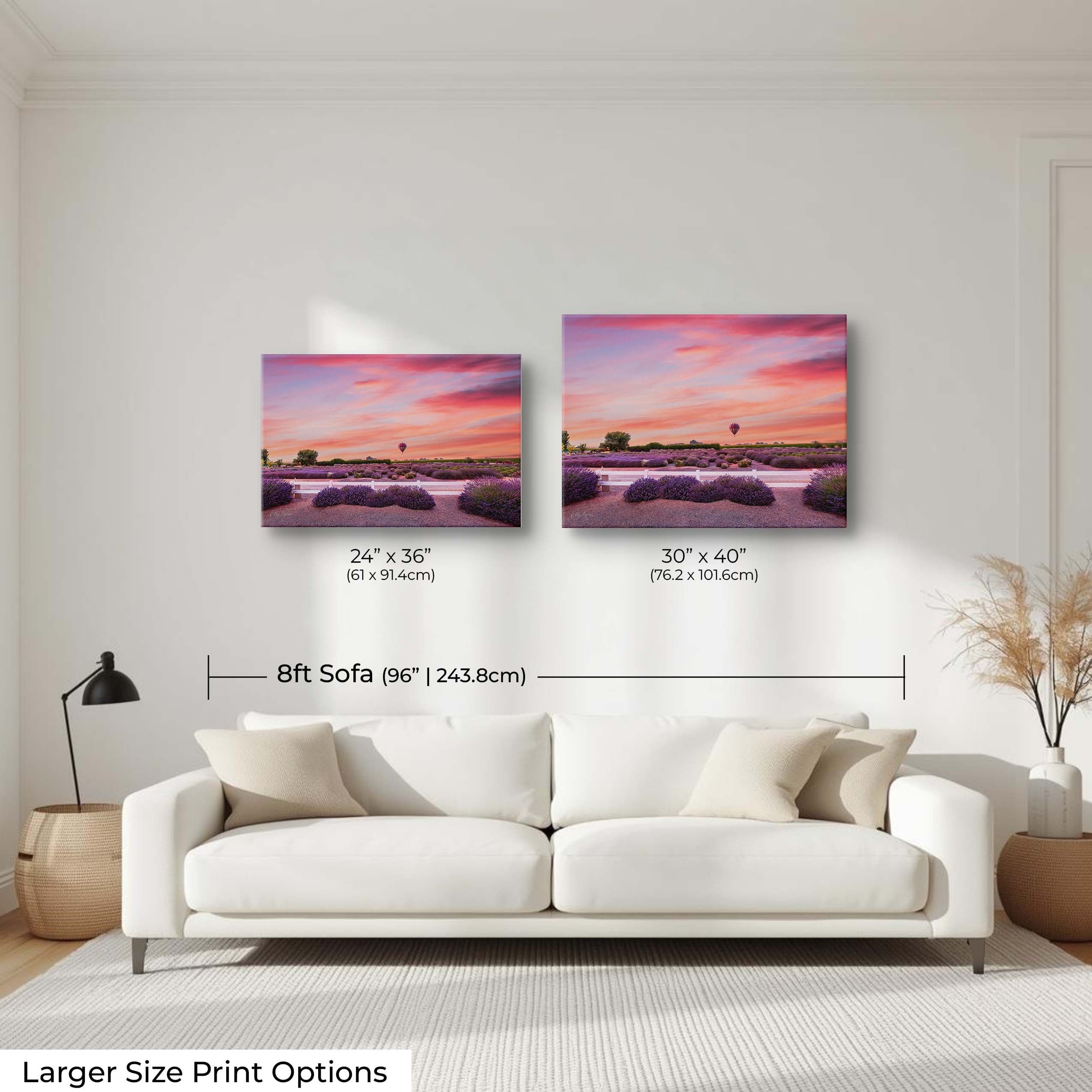 Hot Air Balloon Over Lavender Fields Print - “The Stillness of Joy”