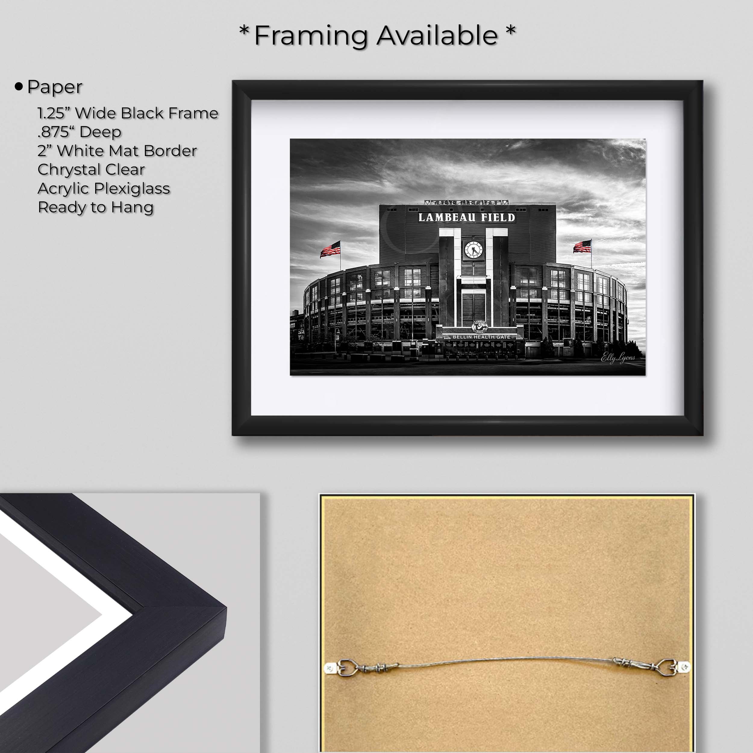 Lambeau Field Black & White Print - "Frozen Legacy"