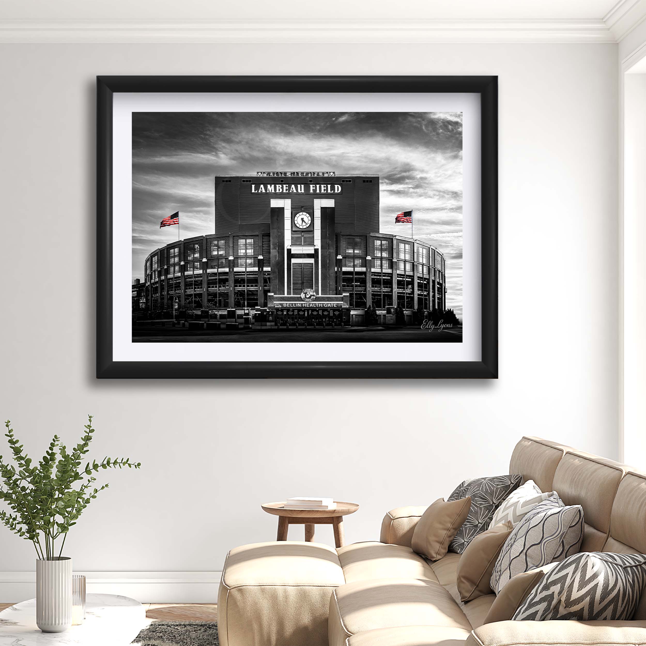Lambeau Field Black & White Print - "Frozen Legacy"