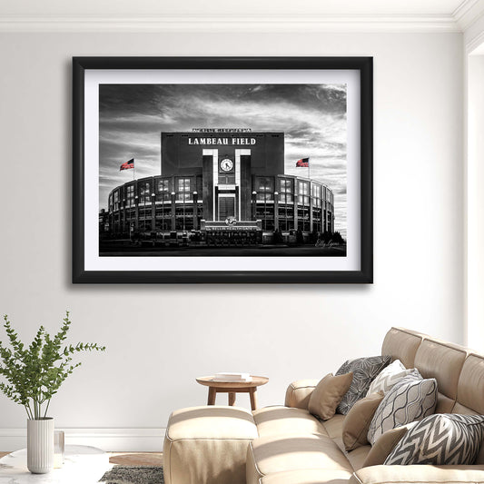Lambeau Field Black & White Print - "Frozen Legacy"