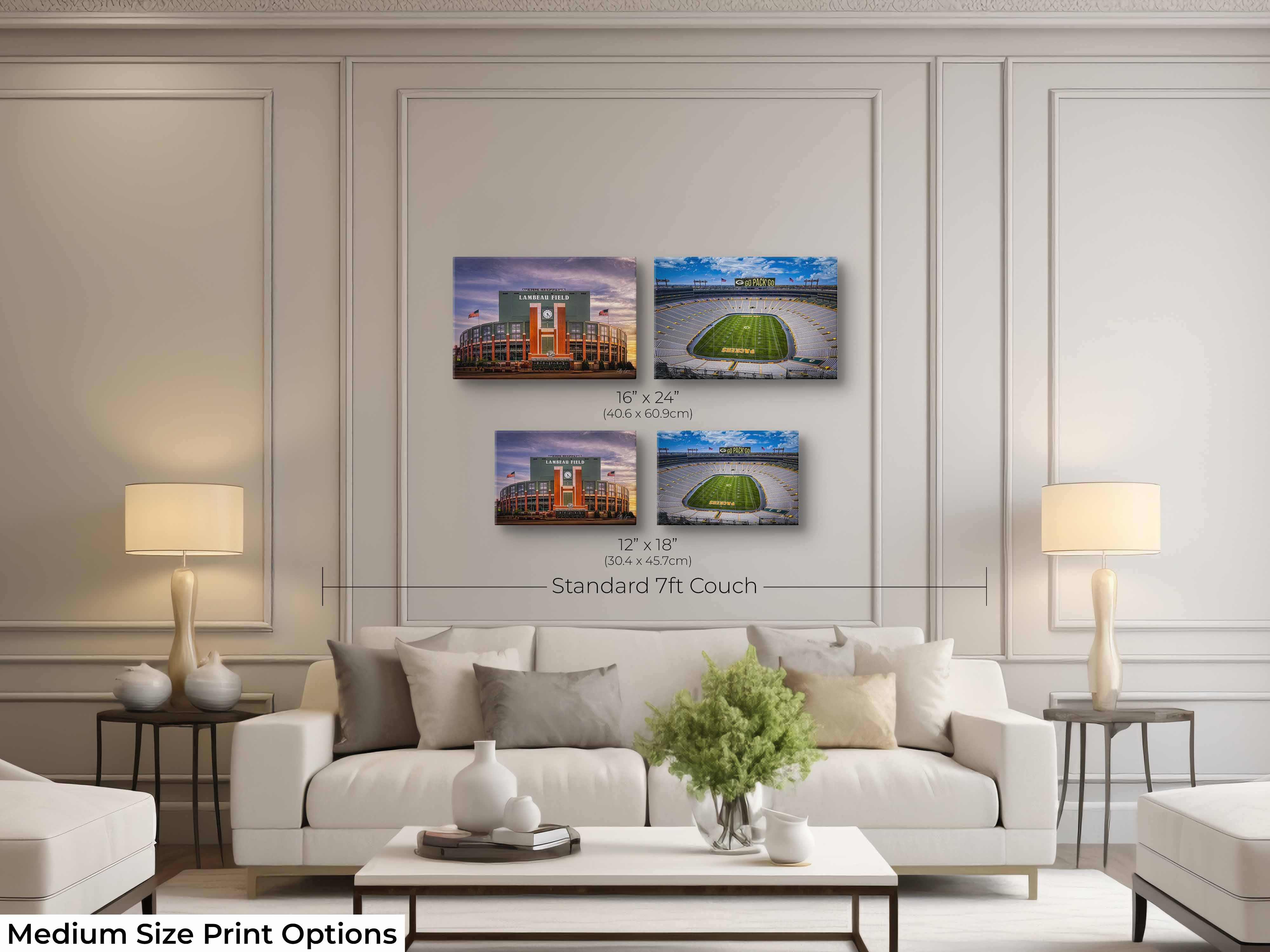 Lambeau Field Green Bay Print Set - Packers Stadium Wall Art Decor
