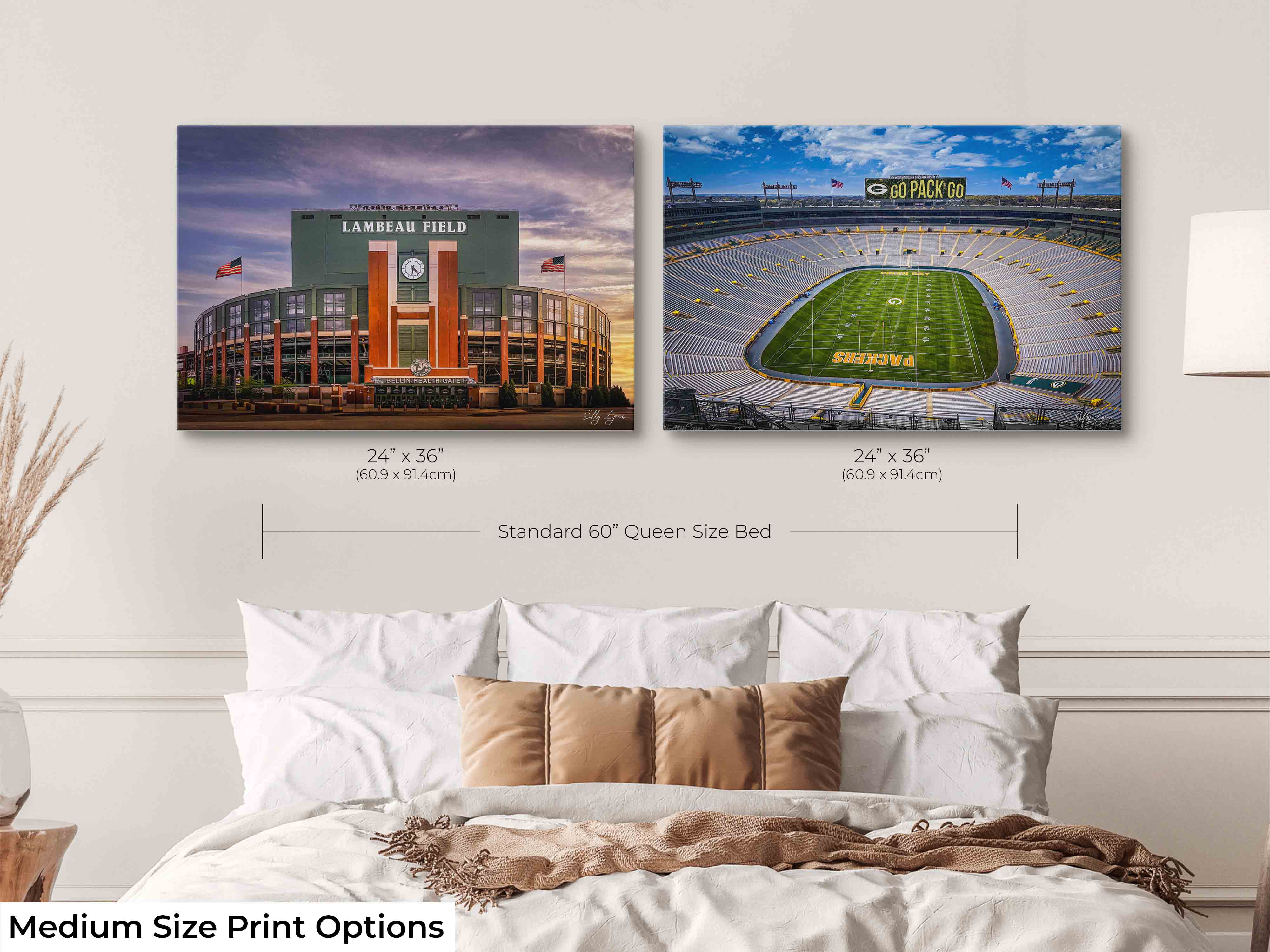 Lambeau Field Green Bay Print Set - Packers Stadium Wall Art Decor