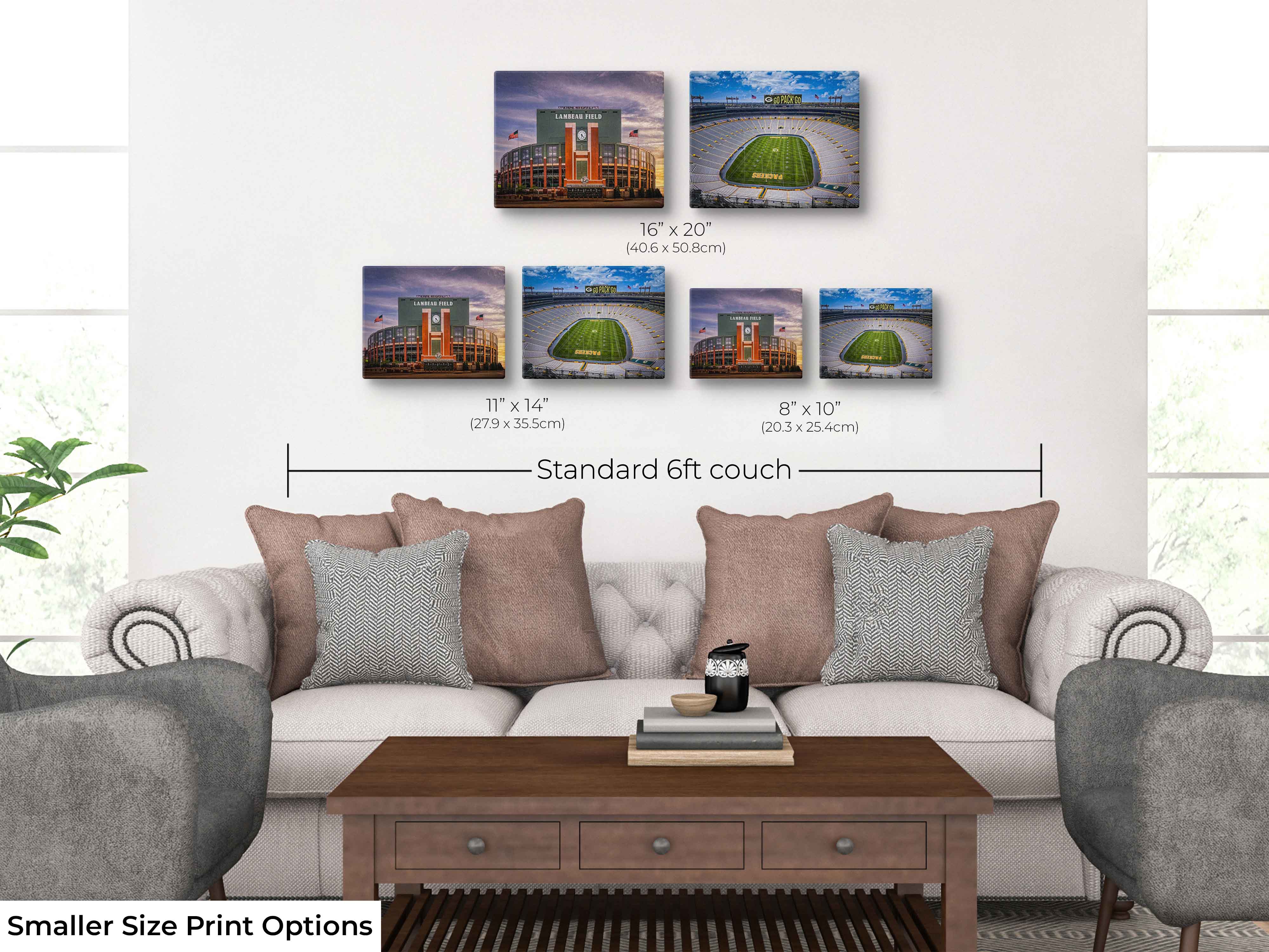 Lambeau Field Green Bay Print Set - Packers Stadium Wall Art Decor