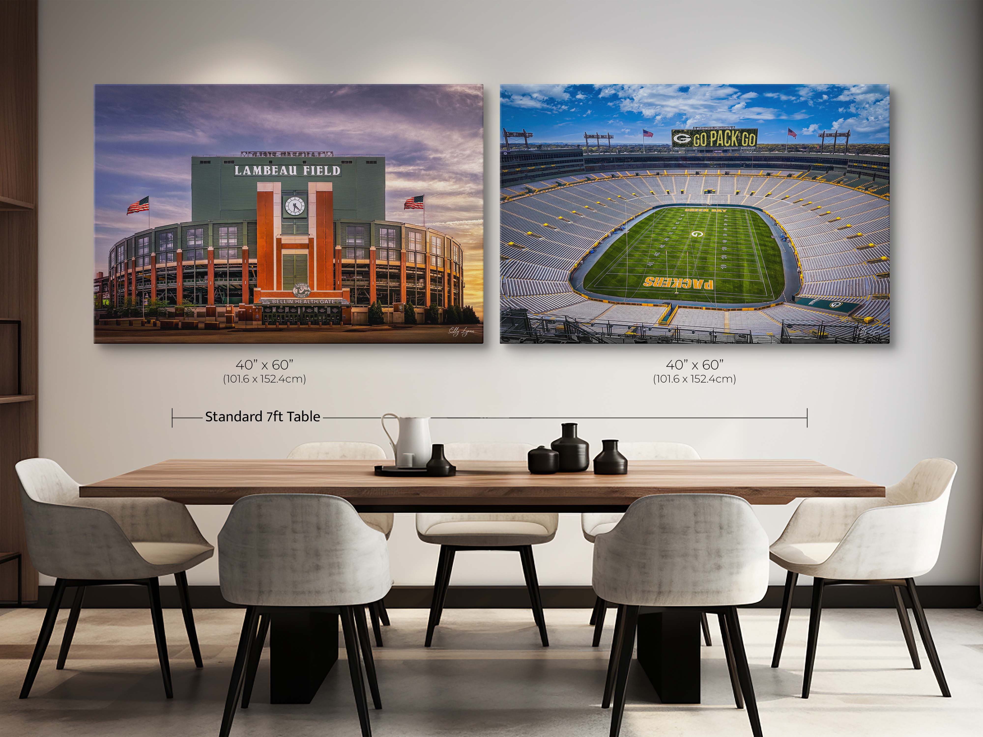 Lambeau Field Green Bay Print Set - Packers Stadium Wall Art Decor