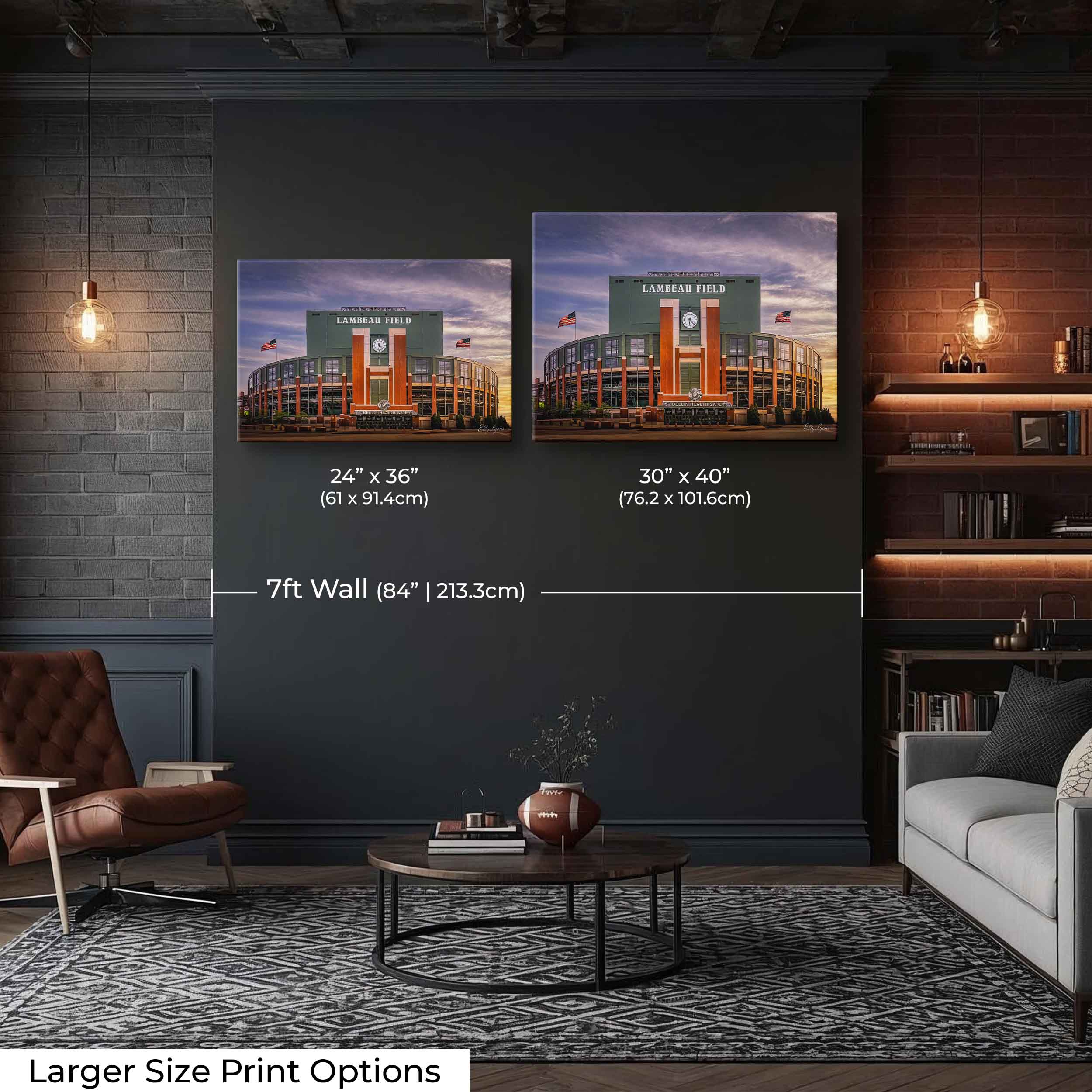 Lambeau Field Sunset Print - "Sacred Ground Green & Gold"