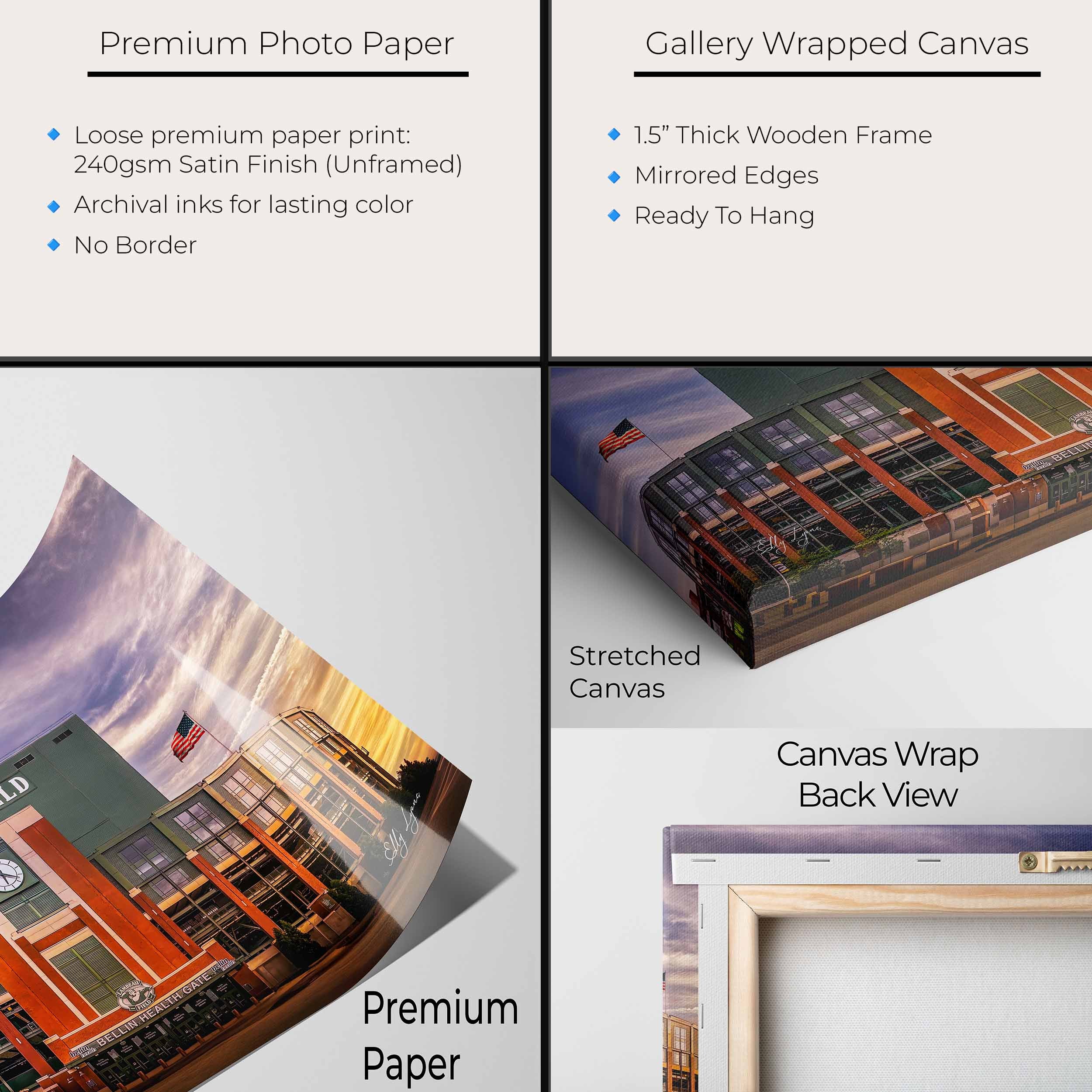 Lambeau Field Green Bay Print Set - Packers Stadium Wall Art Decor