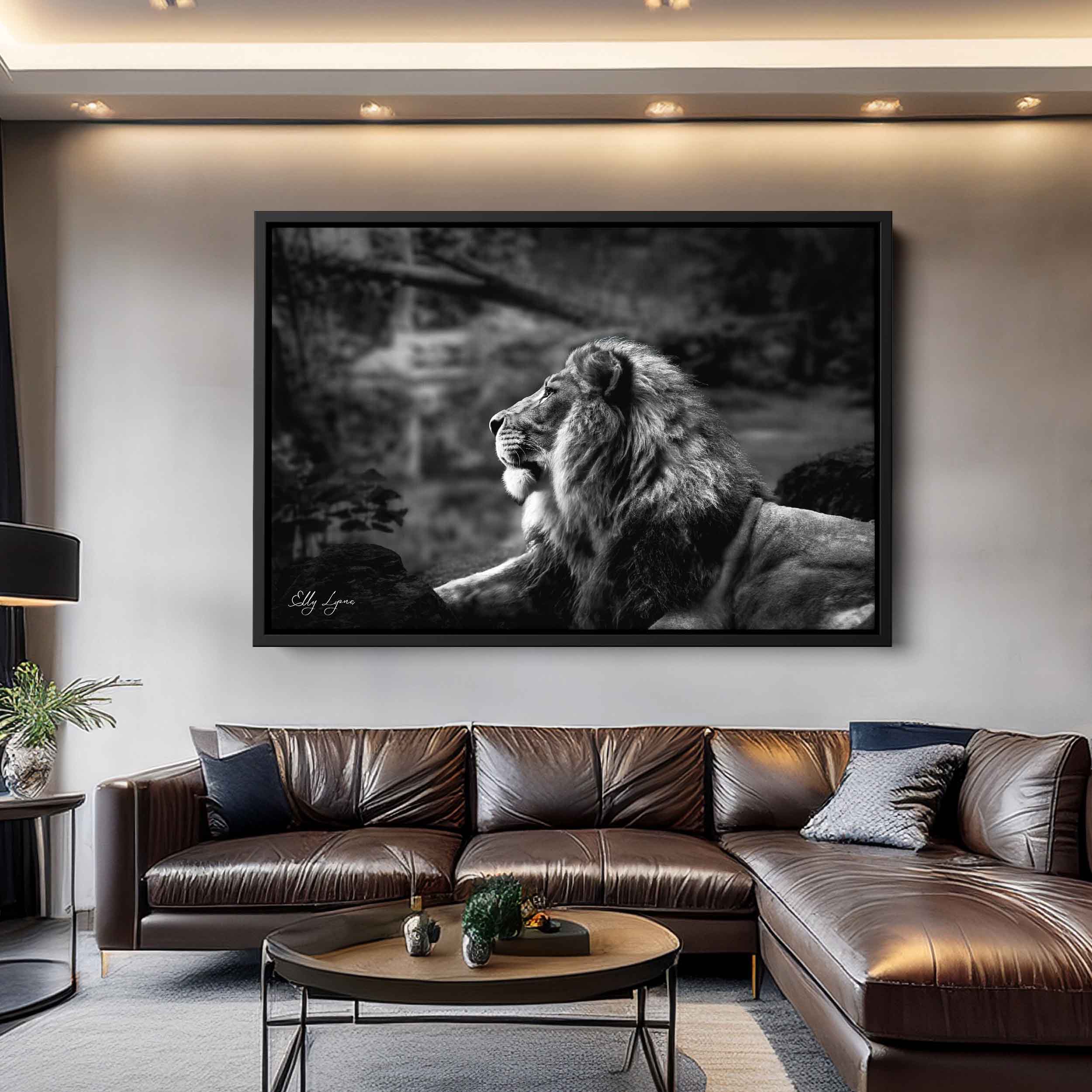 Black White Lion Print – Majestic Lion Portrait Fine Art Photography Wall Art
