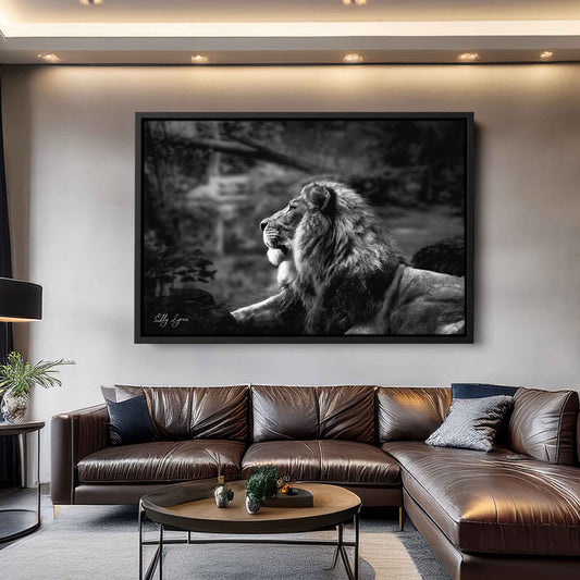 Black White Lion Print – Majestic Lion Portrait Fine Art Photography Wall Art