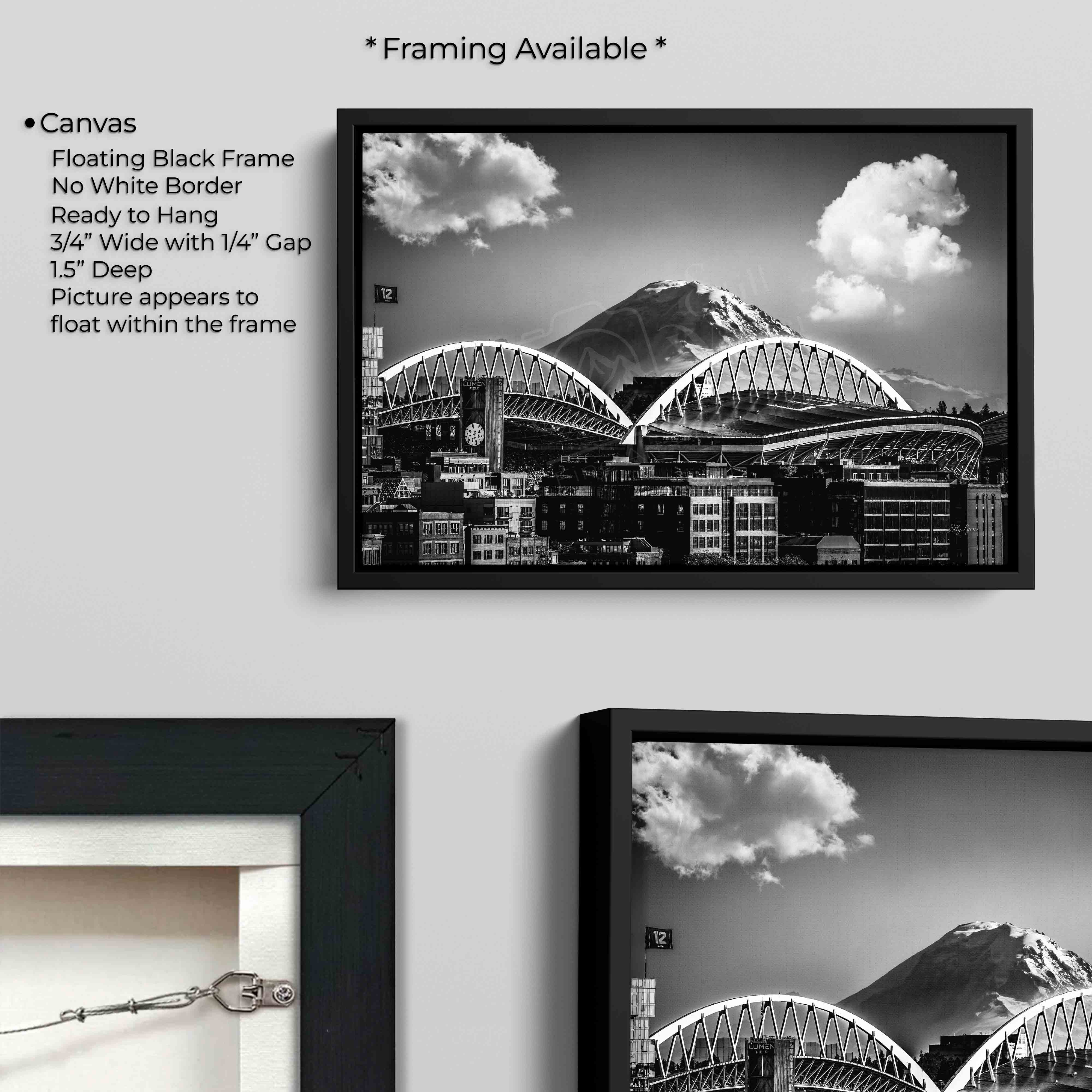 Lumen Field & Mount Rainier Black & White Print - “Echoes of the Pacific Northwest"