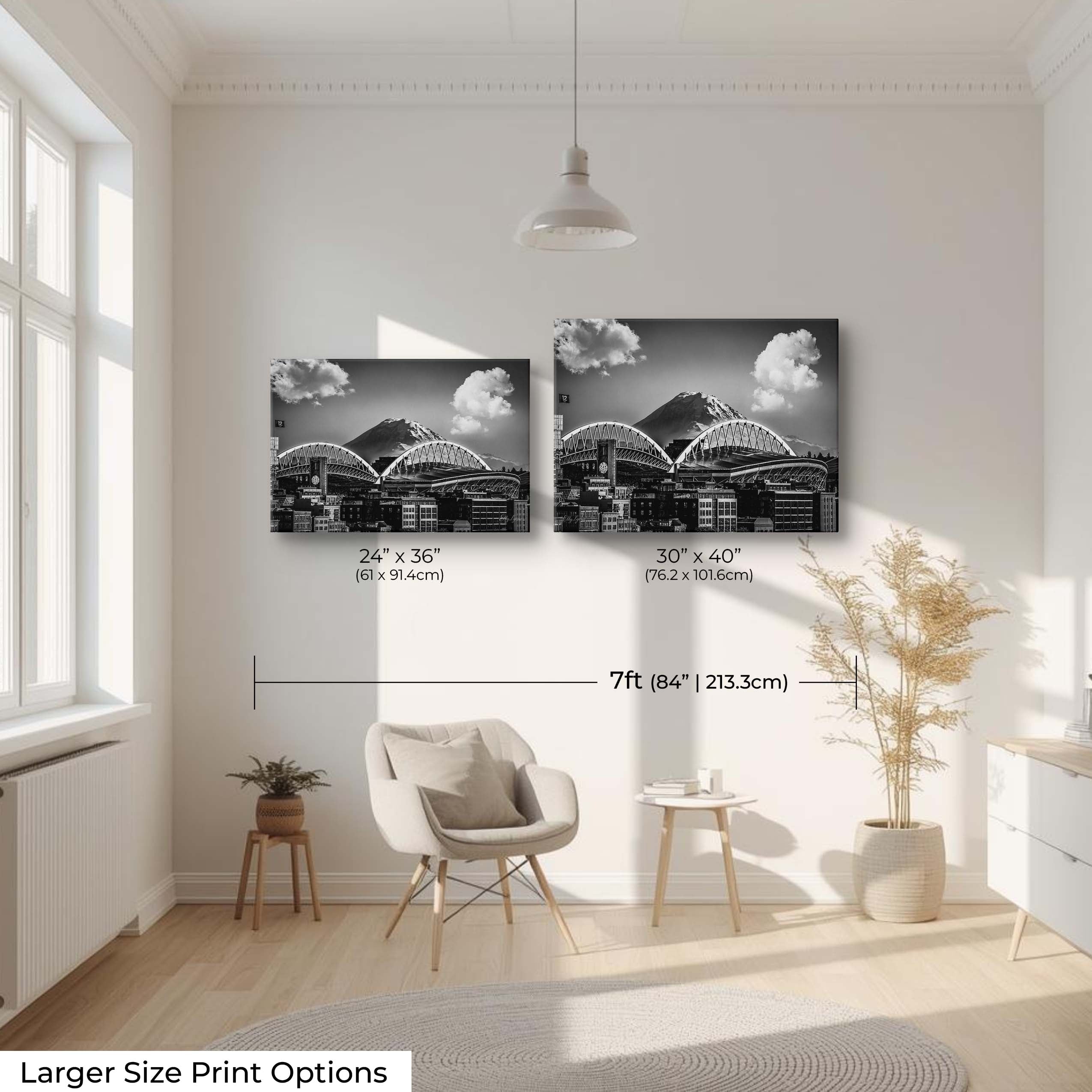 Lumen Field & Mount Rainier Black & White Print - “Echoes of the Pacific Northwest"