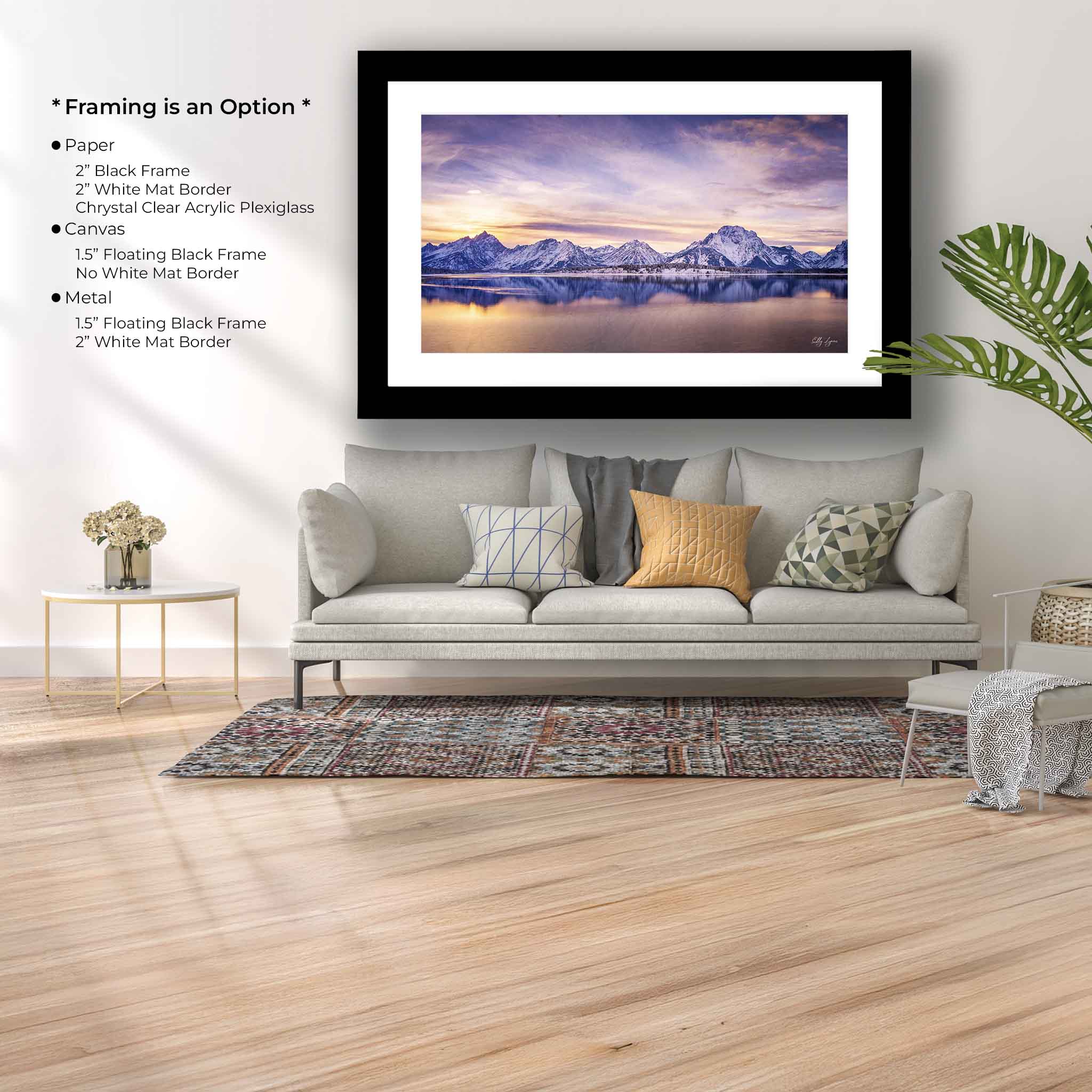“Still Waters, Mighty Peaks” - Grand Teton Sunset Wall Decor | Winter Mountain Reflection Landscape Fine Art Print