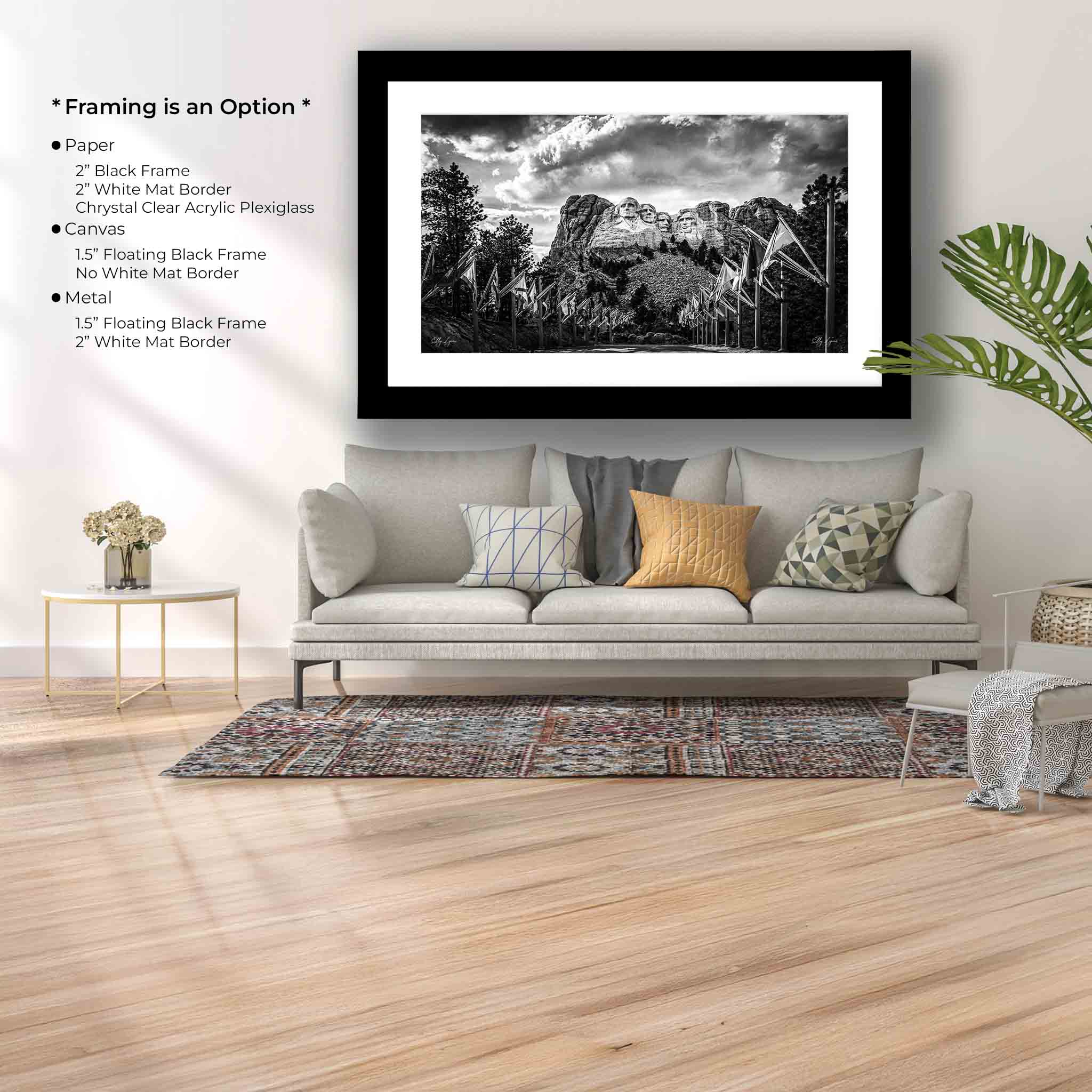 Mount Rushmore Art Print – Black and White Historic Landmark Photo