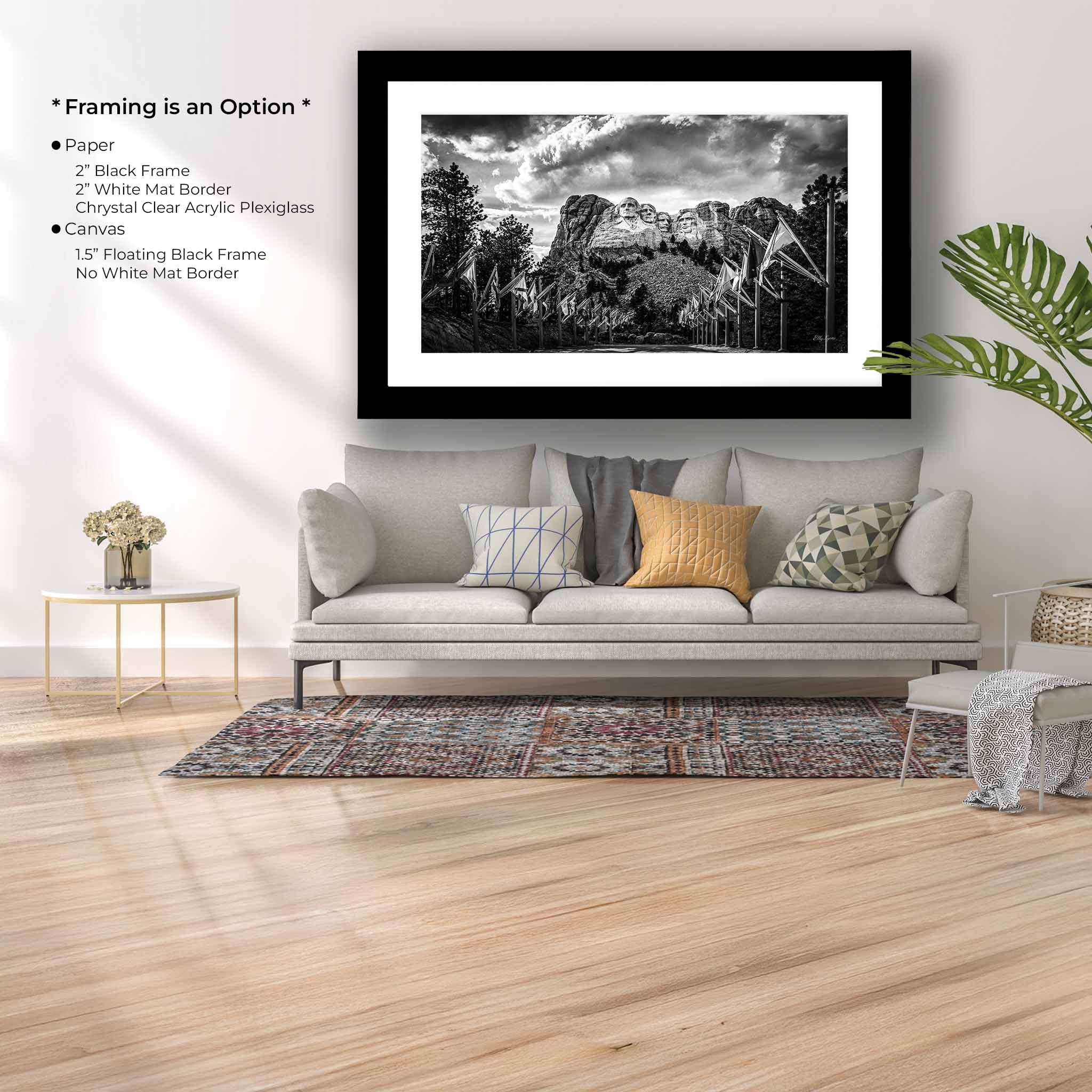 Mount Rushmore Art Print – Black and White Historic Landmark Photo