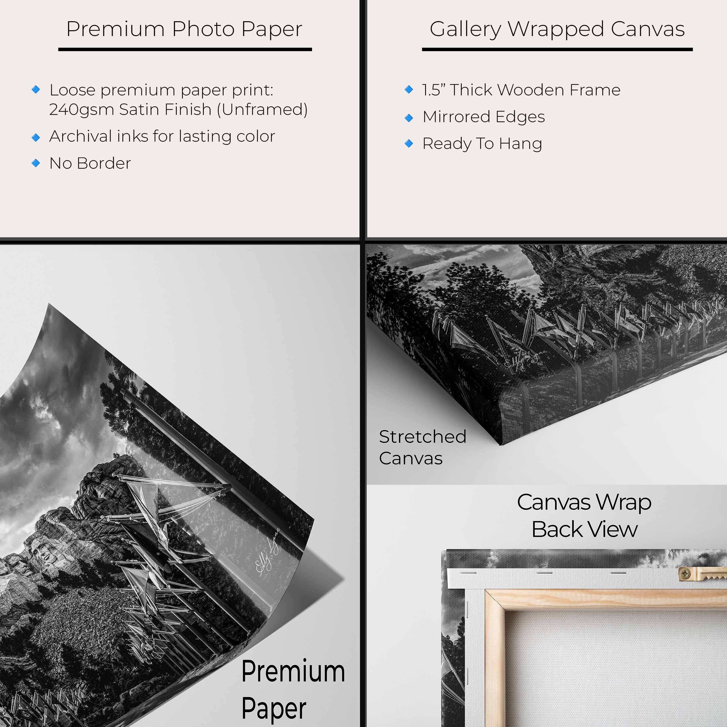 Mount Rushmore Art Print – Black and White Historic Landmark Photo