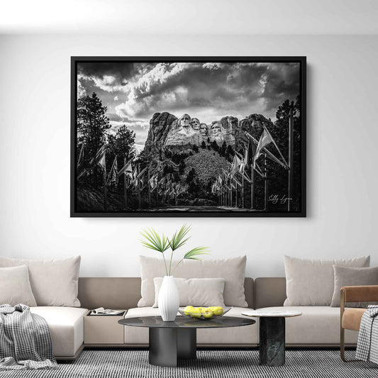 Mount Rushmore Art Print – Black and White Historic Landmark Photo
