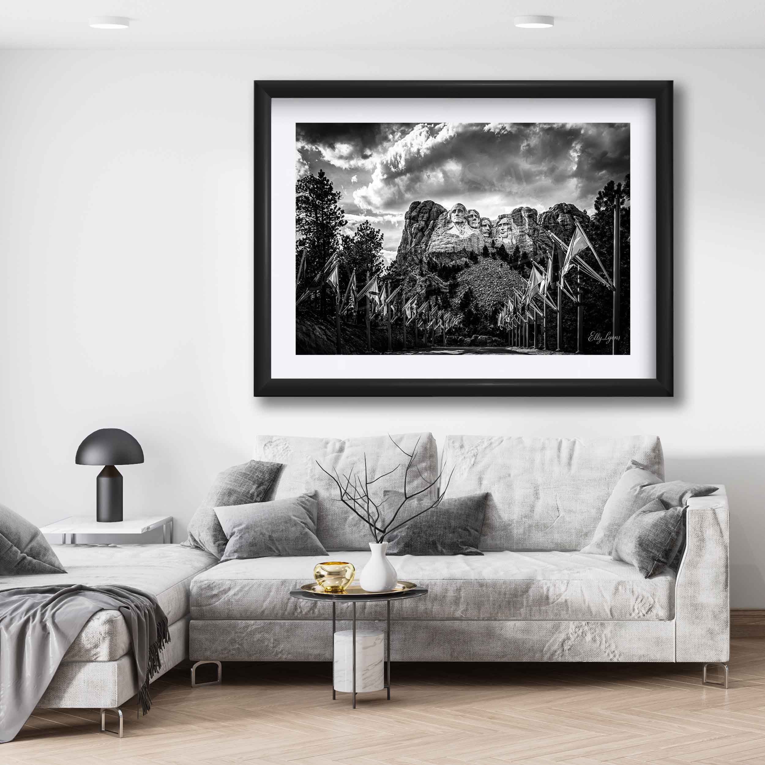 Mount Rushmore Black & White Print