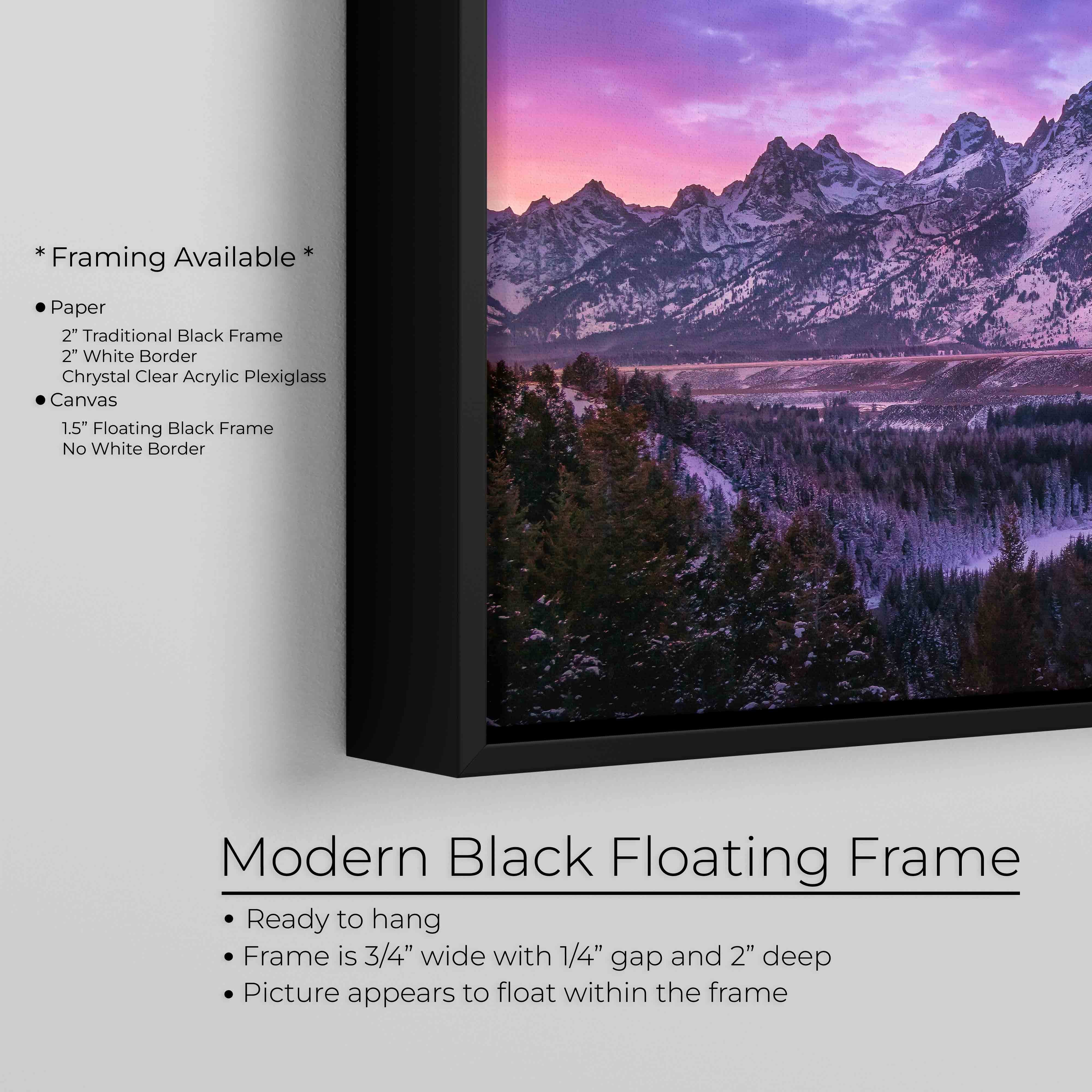 Grand Teton Winter Alpenglow Fine Art Print - Wyoming Landscape Photography Canvas Wall Art