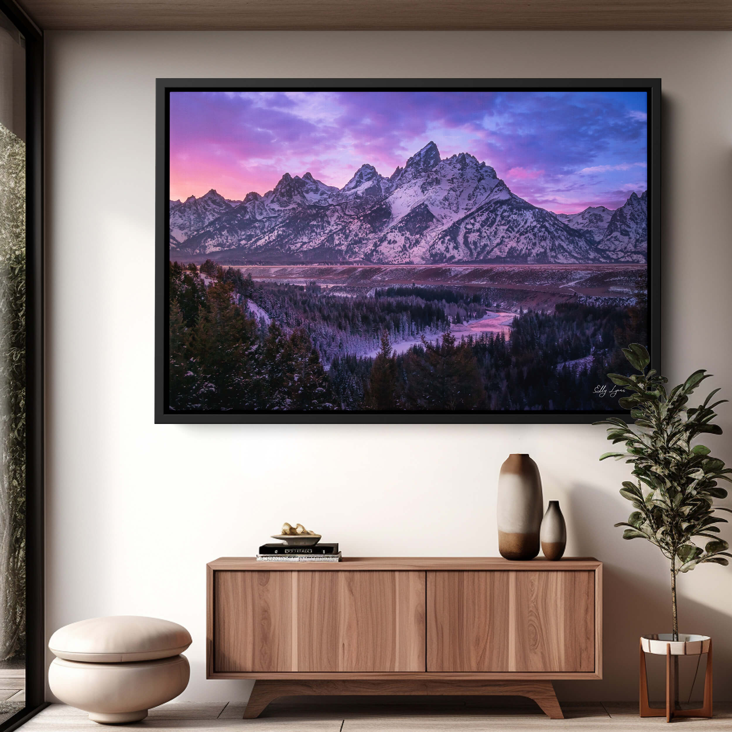 Snake River Overlook at sunset in Grand Teton National Park – dramatic mountain landscape fine art print, vibrant Wyoming wall decor