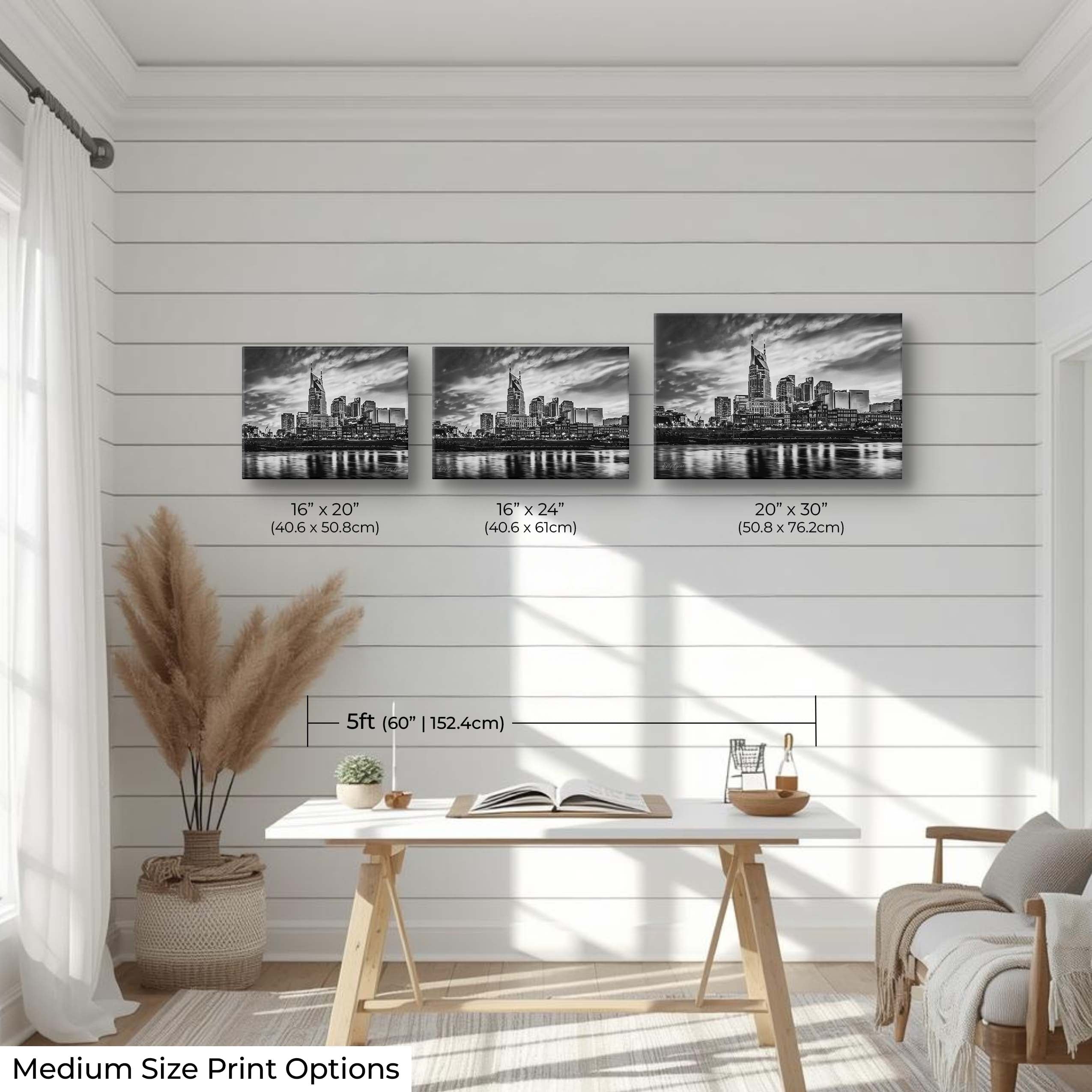Nashville Skyline Black & White Print - "City of Echoes"