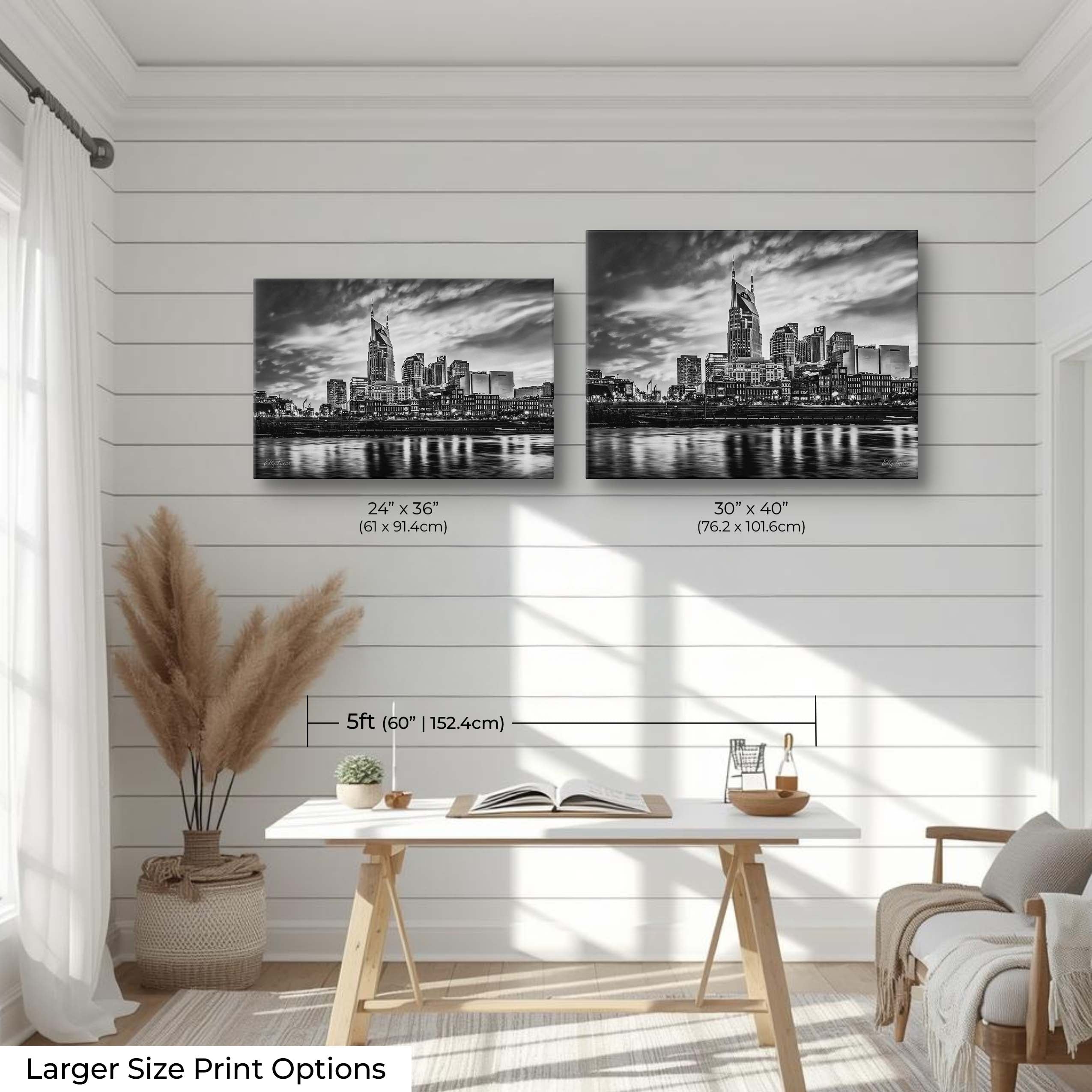 Nashville Skyline Black & White Print - "City of Echoes"