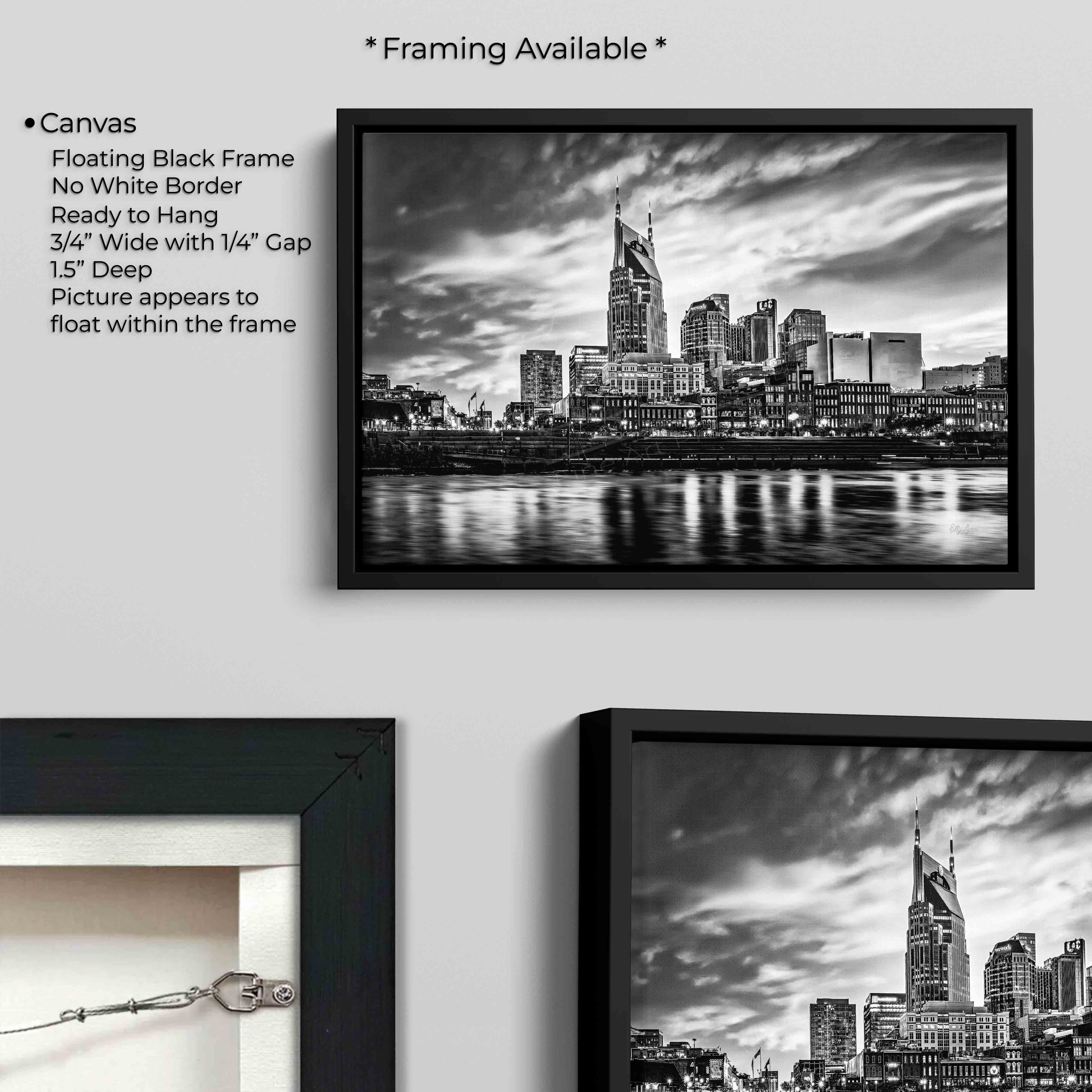 Nashville Skyline Black & White Print - "City of Echoes"