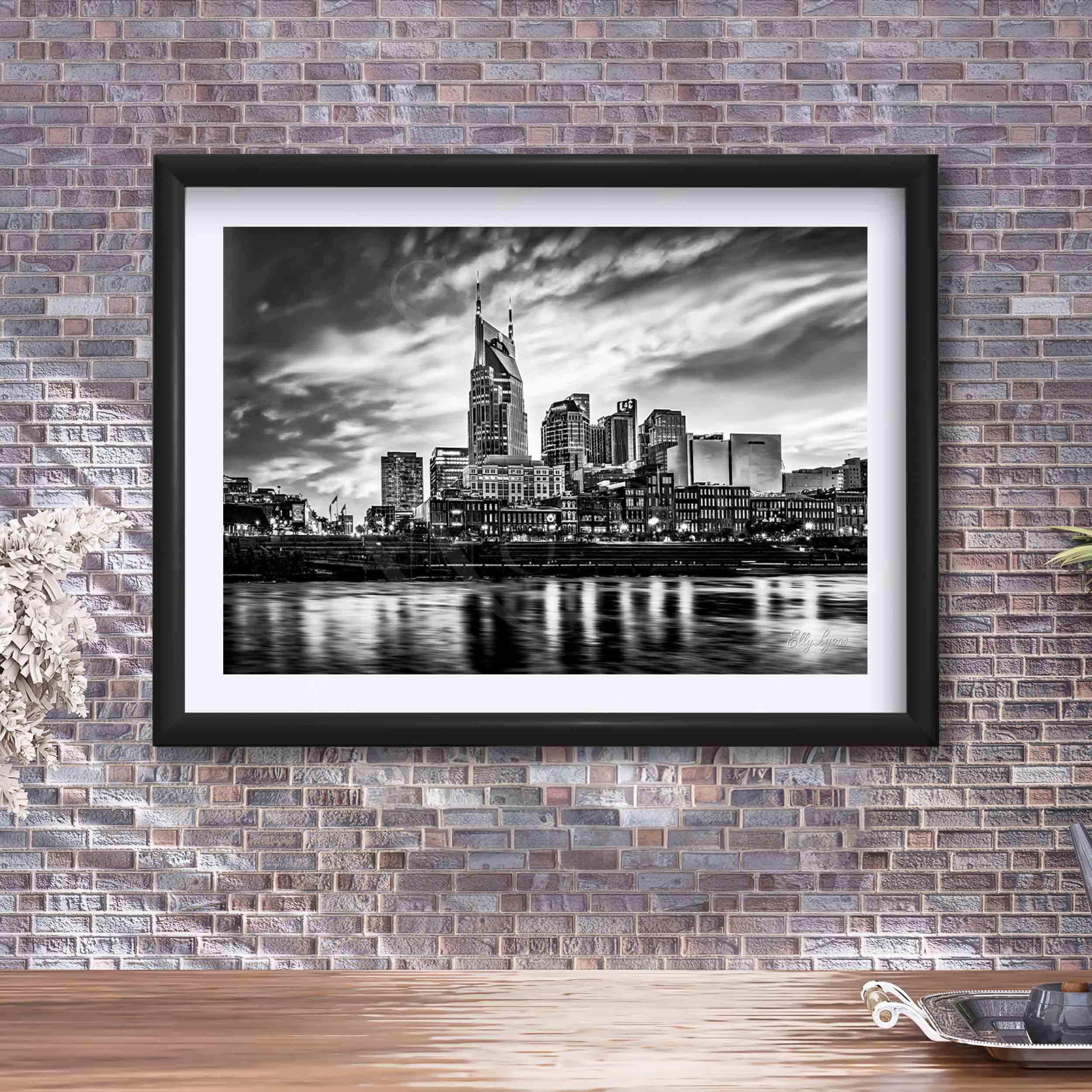 Nashville Skyline Black & White Print - "City of Echoes"