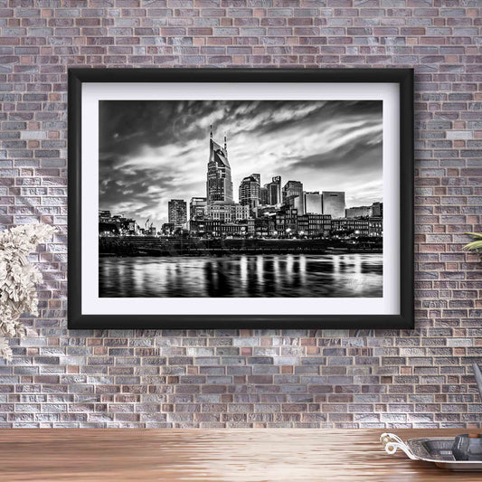 Nashville Skyline Black & White Print - "City of Echoes"