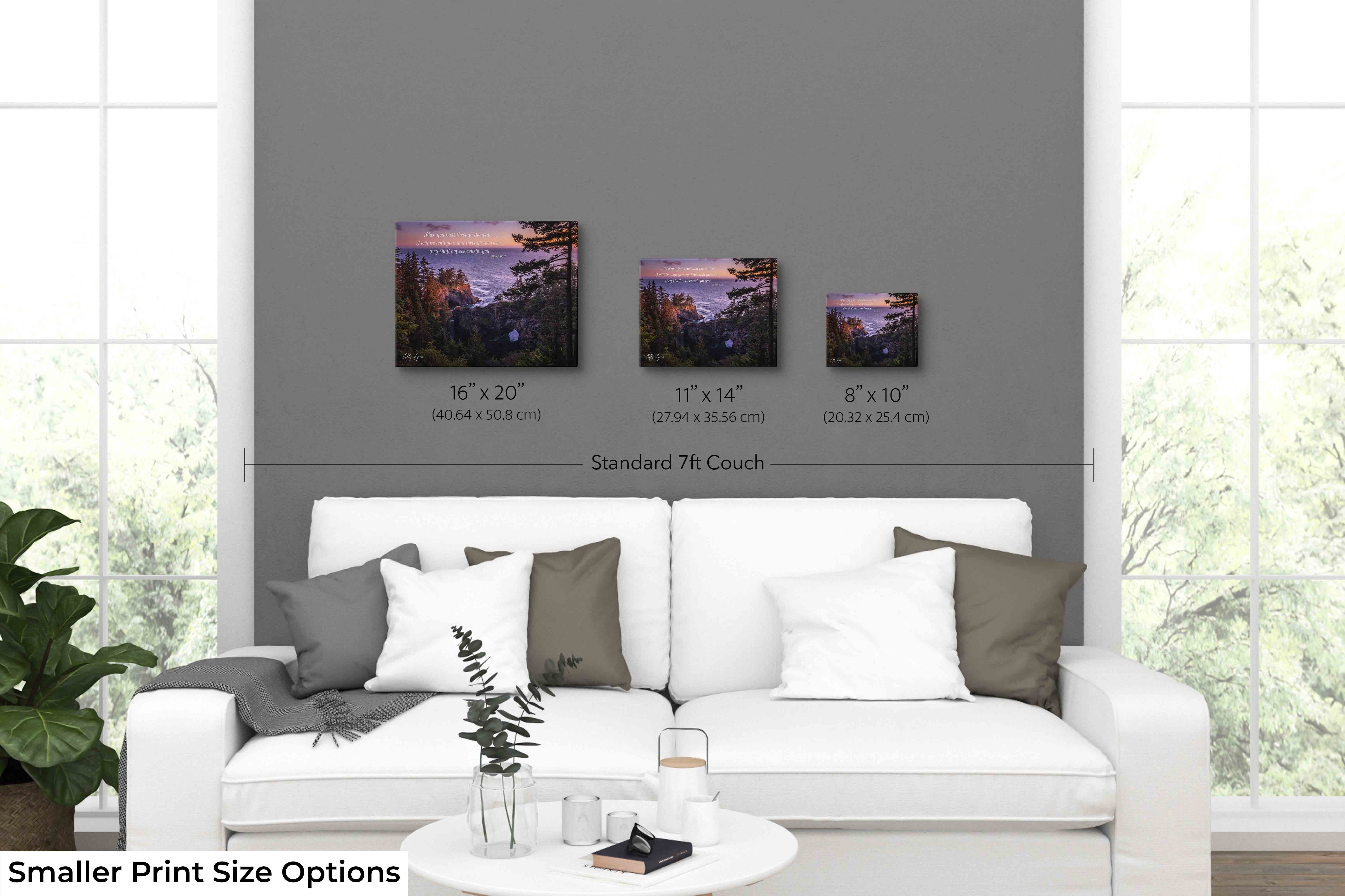 Christian Wall Art – Coastal Fine Art Print with Isaiah 43:2 Scripture